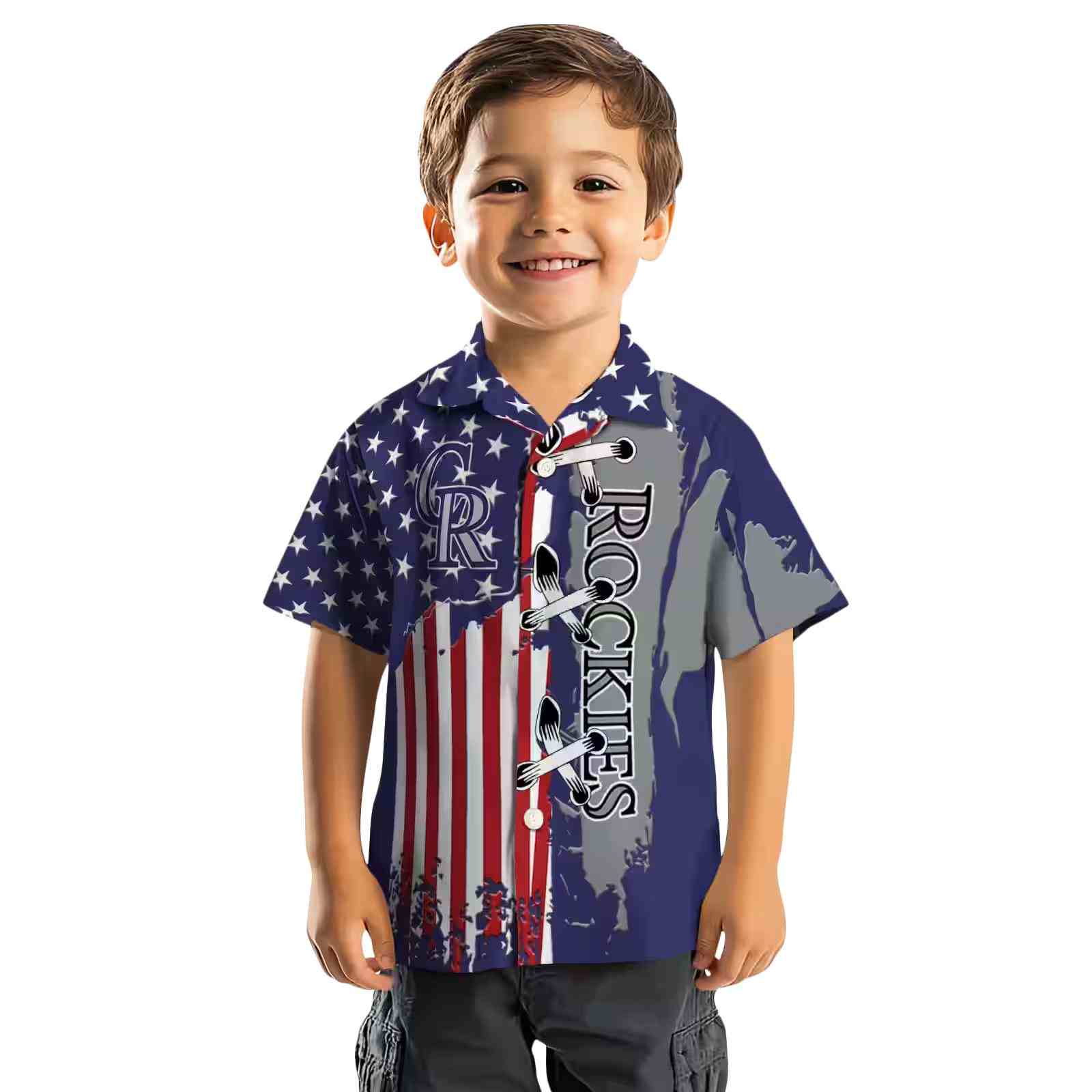 colorado rockies stitched flag blue hawaiian shirt top rated