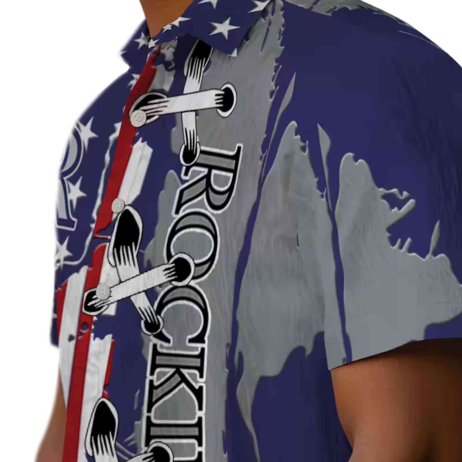 colorado rockies stitched flag blue hawaiian shirt trendy