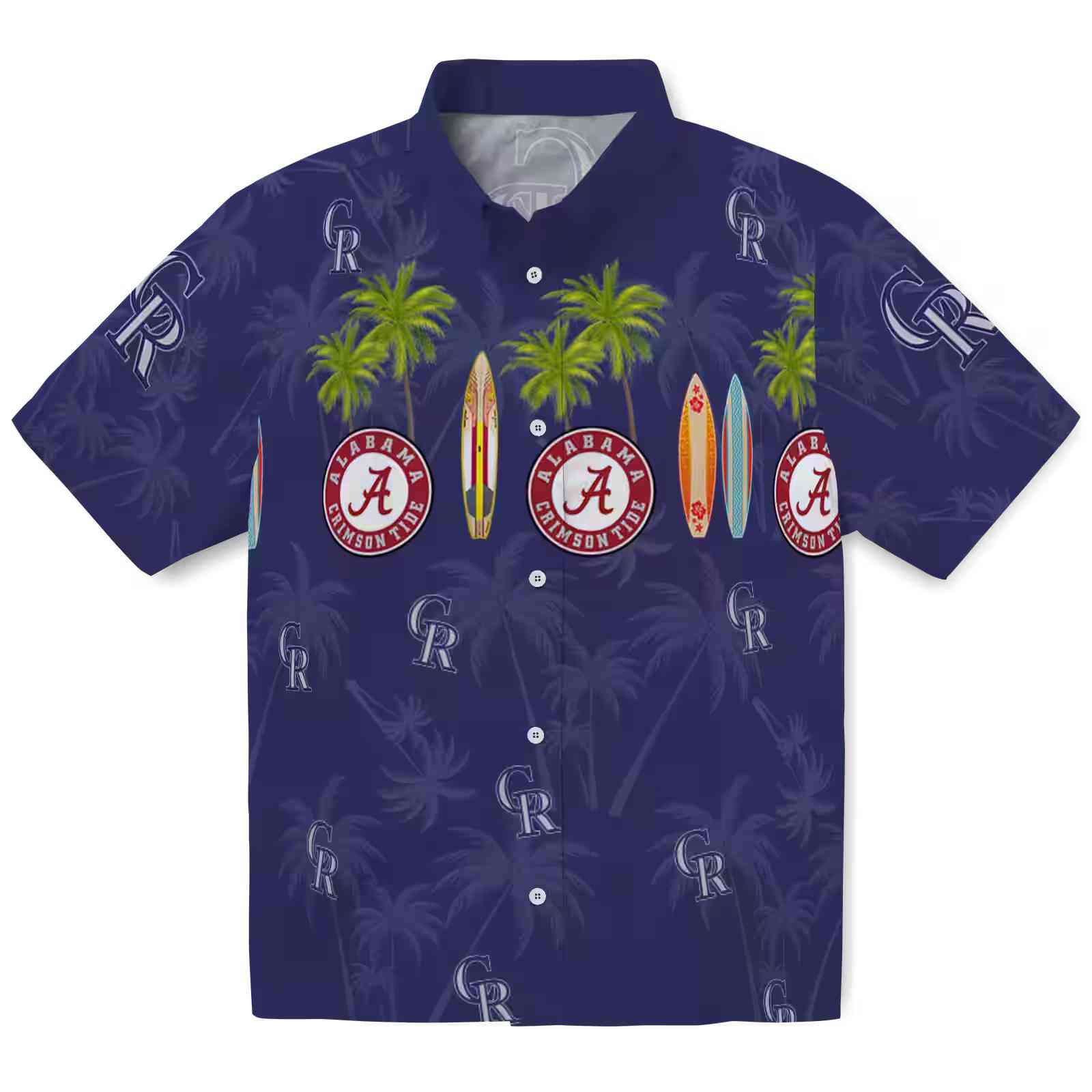 Colorado Rockies Surfboard Palm Blue Hawaiian Shirt