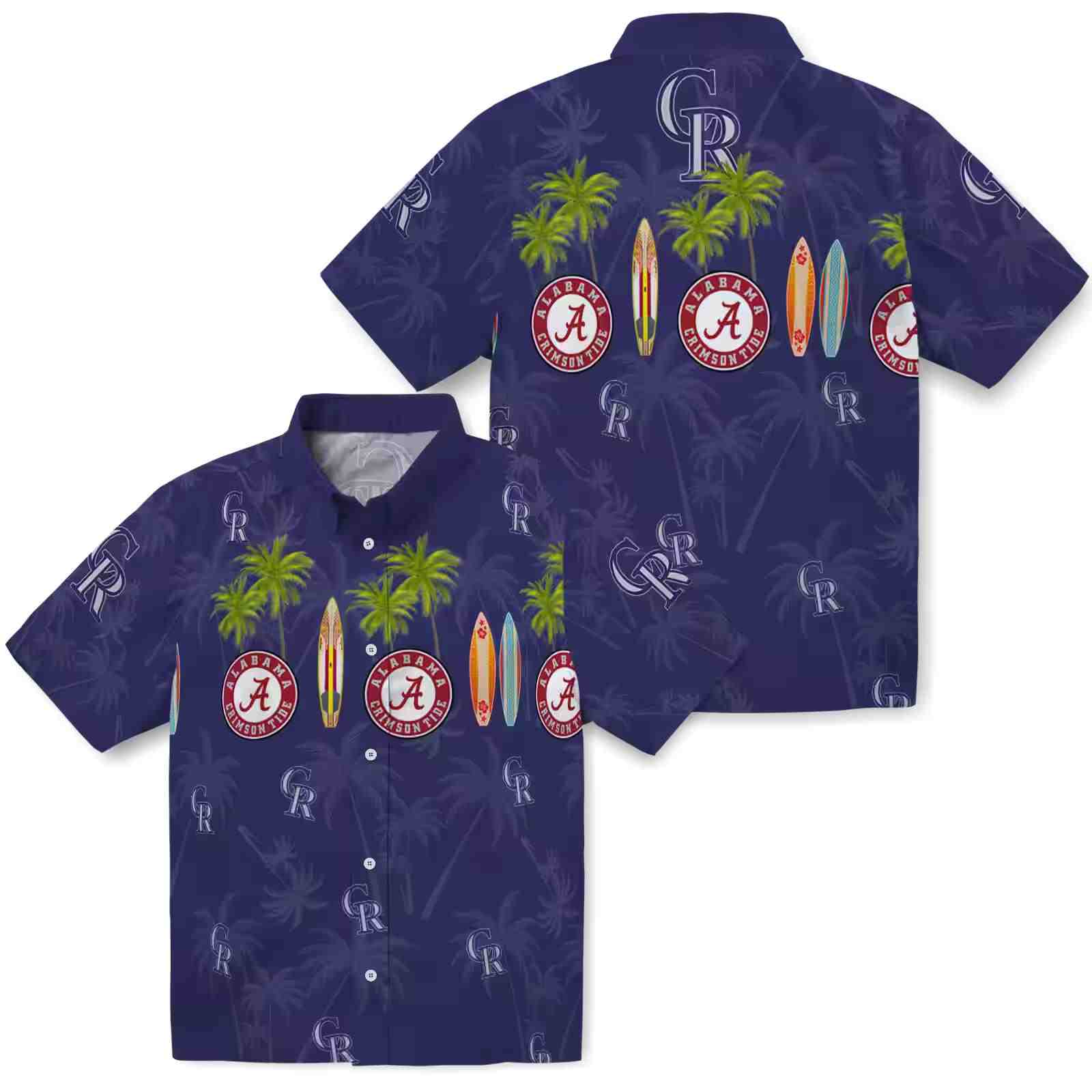 colorado rockies surfboard palm blue hawaiian shirt high quality