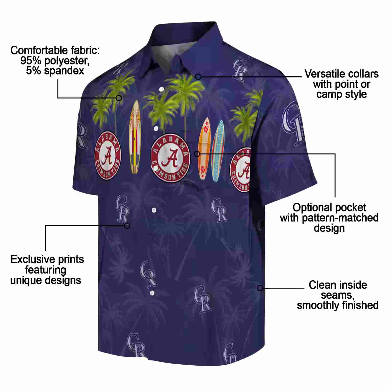 colorado rockies surfboard palm blue hawaiian shirt new arrival