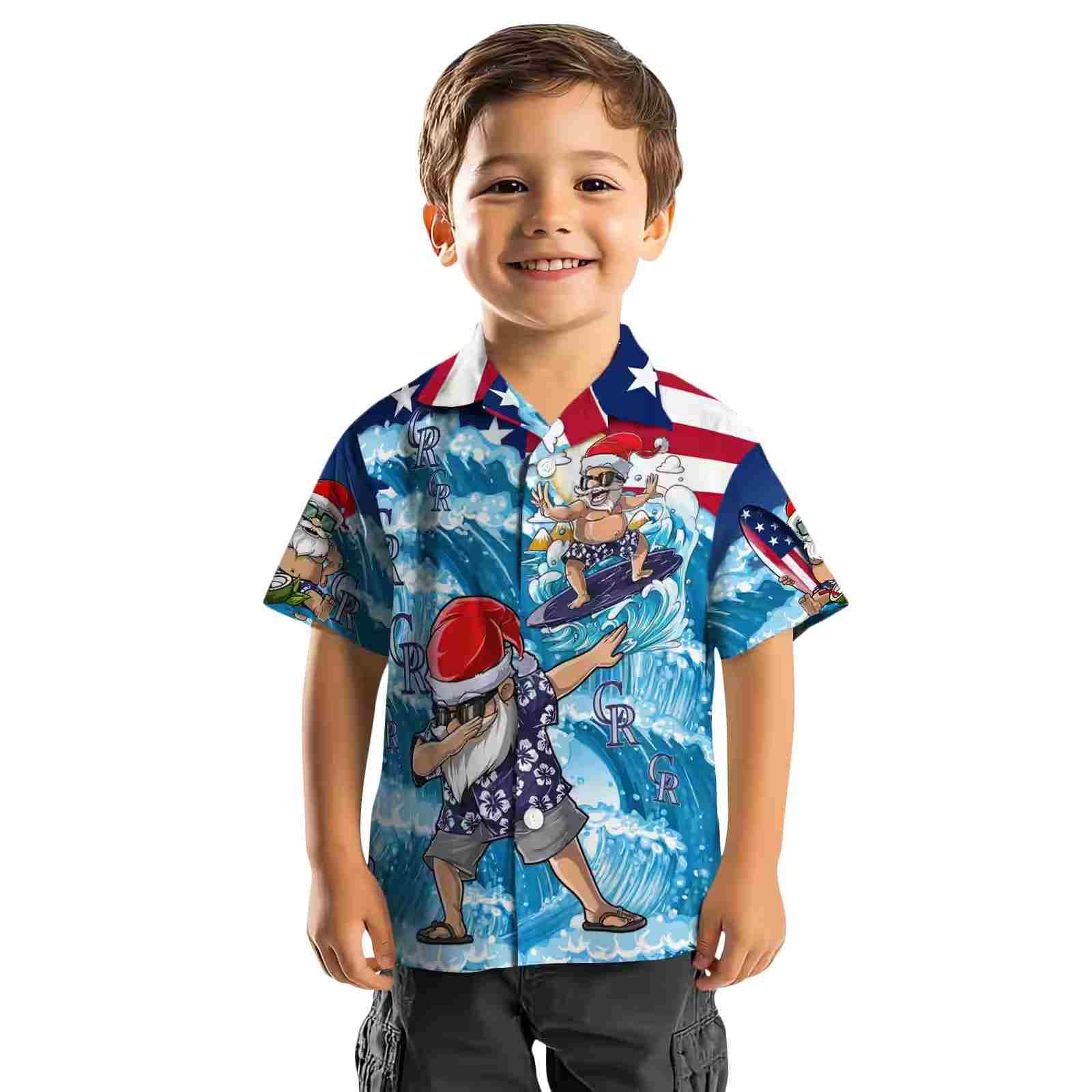 colorado rockies surfing santa blue hawaiian shirt top rated