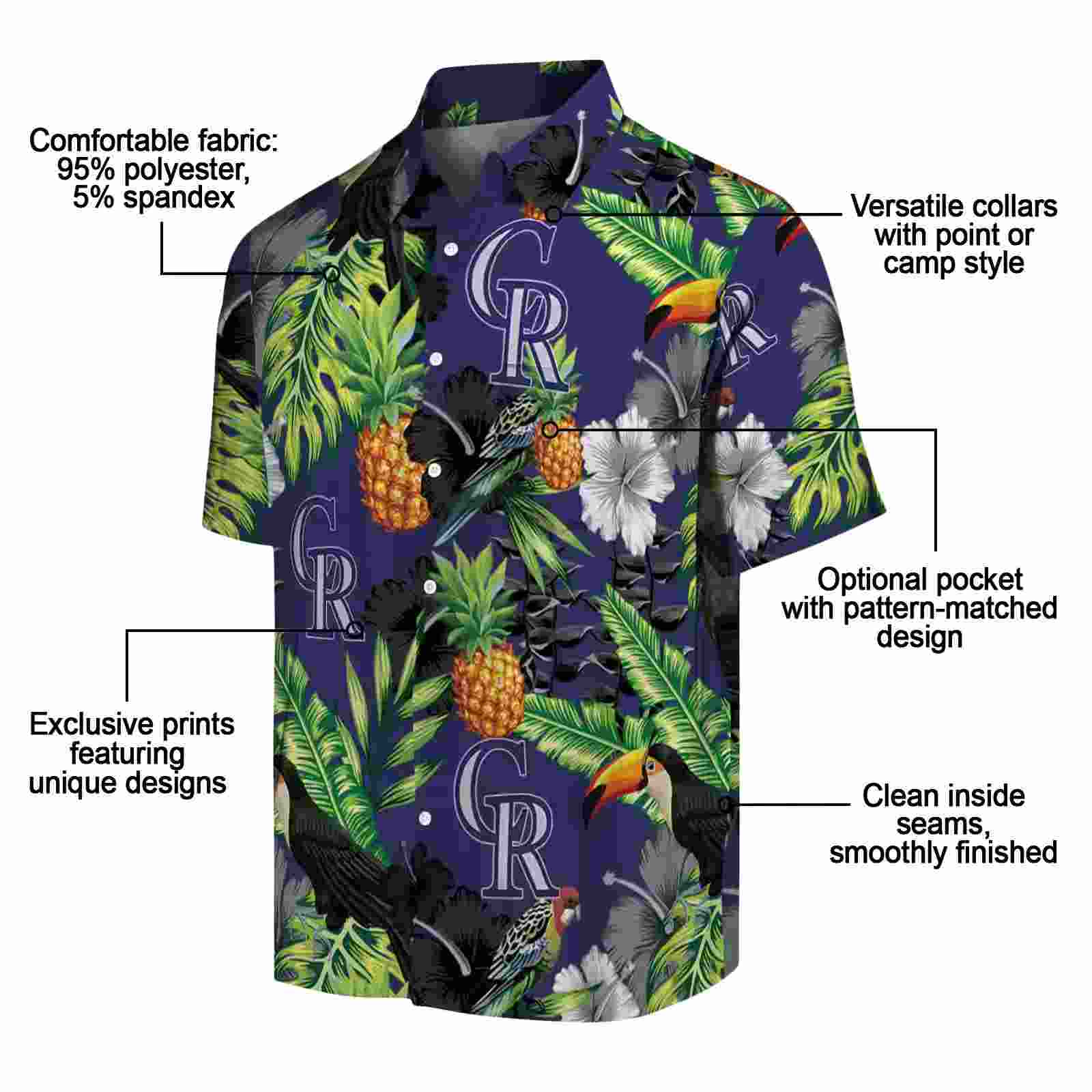 colorado rockies toucan hibiscus pineapple blue green hawaiian shirt new arrival