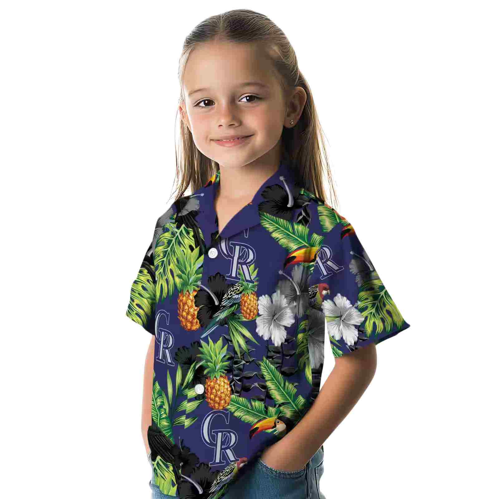 colorado rockies toucan hibiscus pineapple blue green hawaiian shirt premium grade