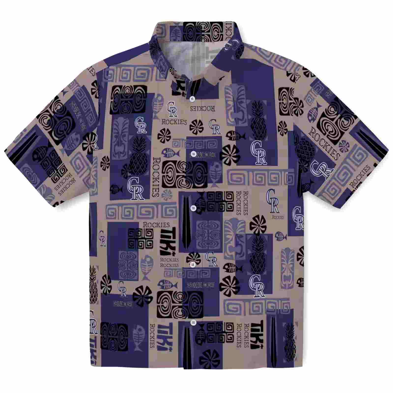 Colorado Rockies Tribal Symbols Blue Hawaiian Shirt