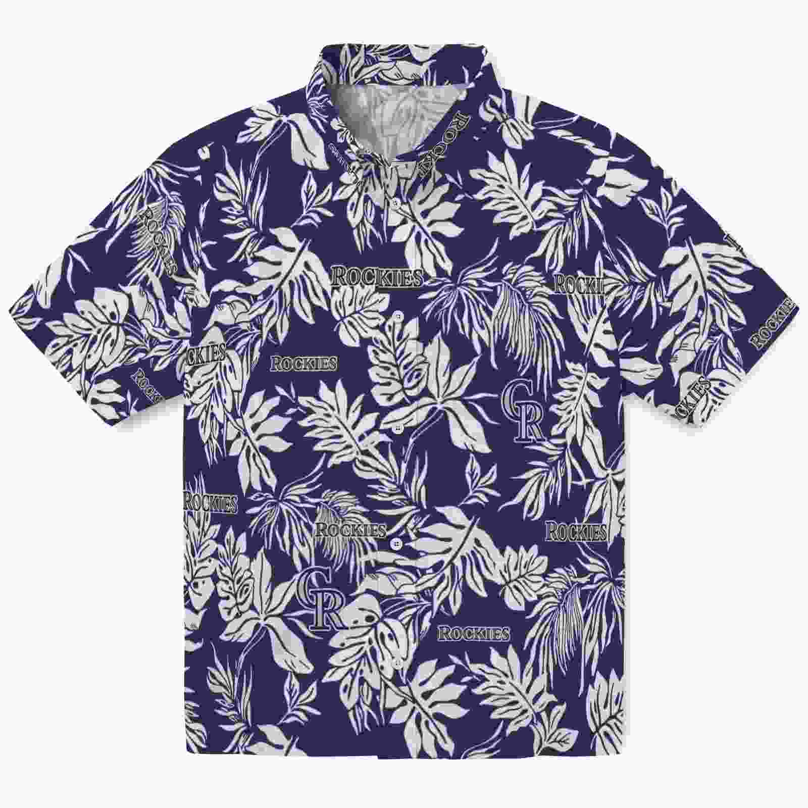 Colorado Rockies Tropical Leaf Blue White Hawaiian Shirt