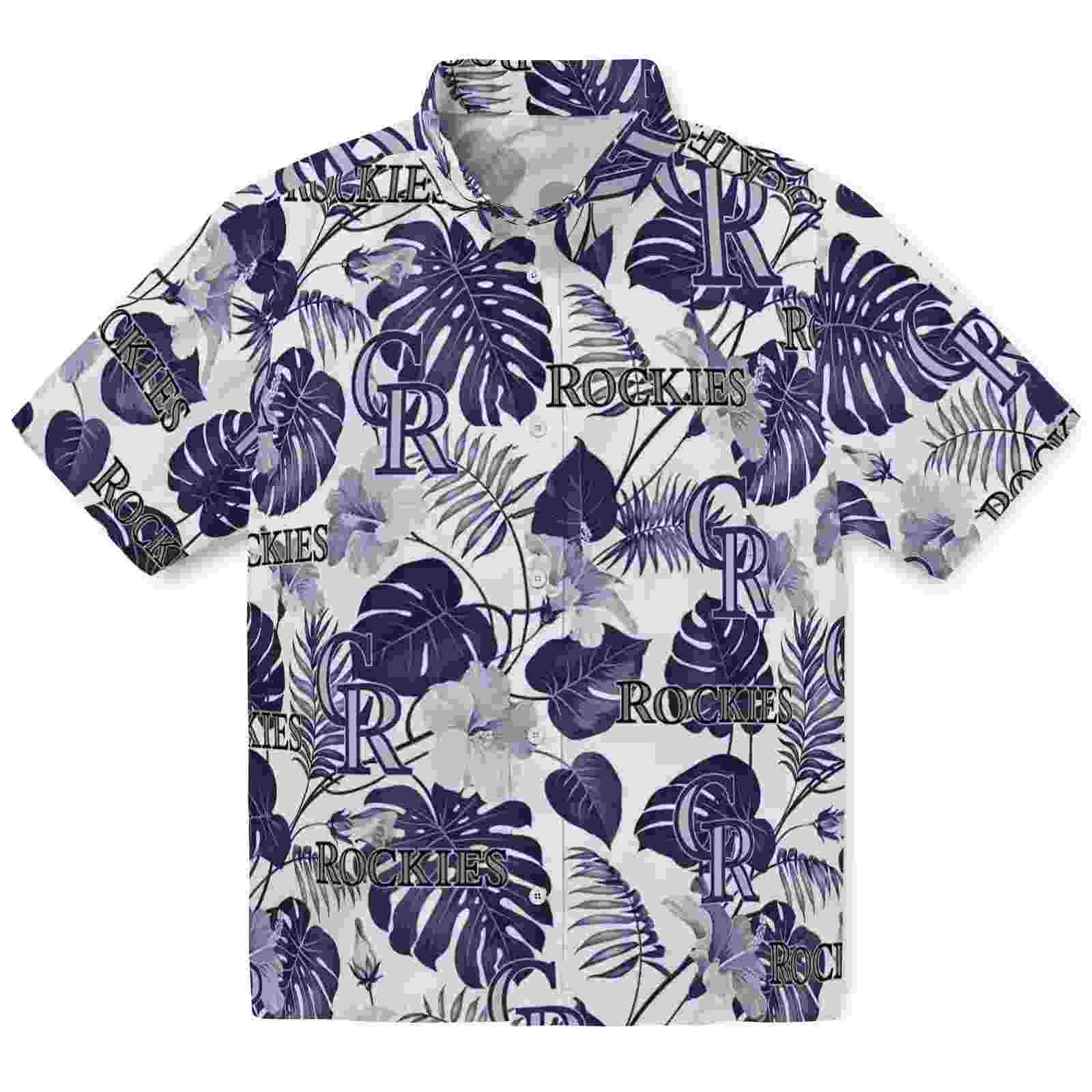 Colorado Rockies Tropical Plants Blue White Hawaiian Shirt