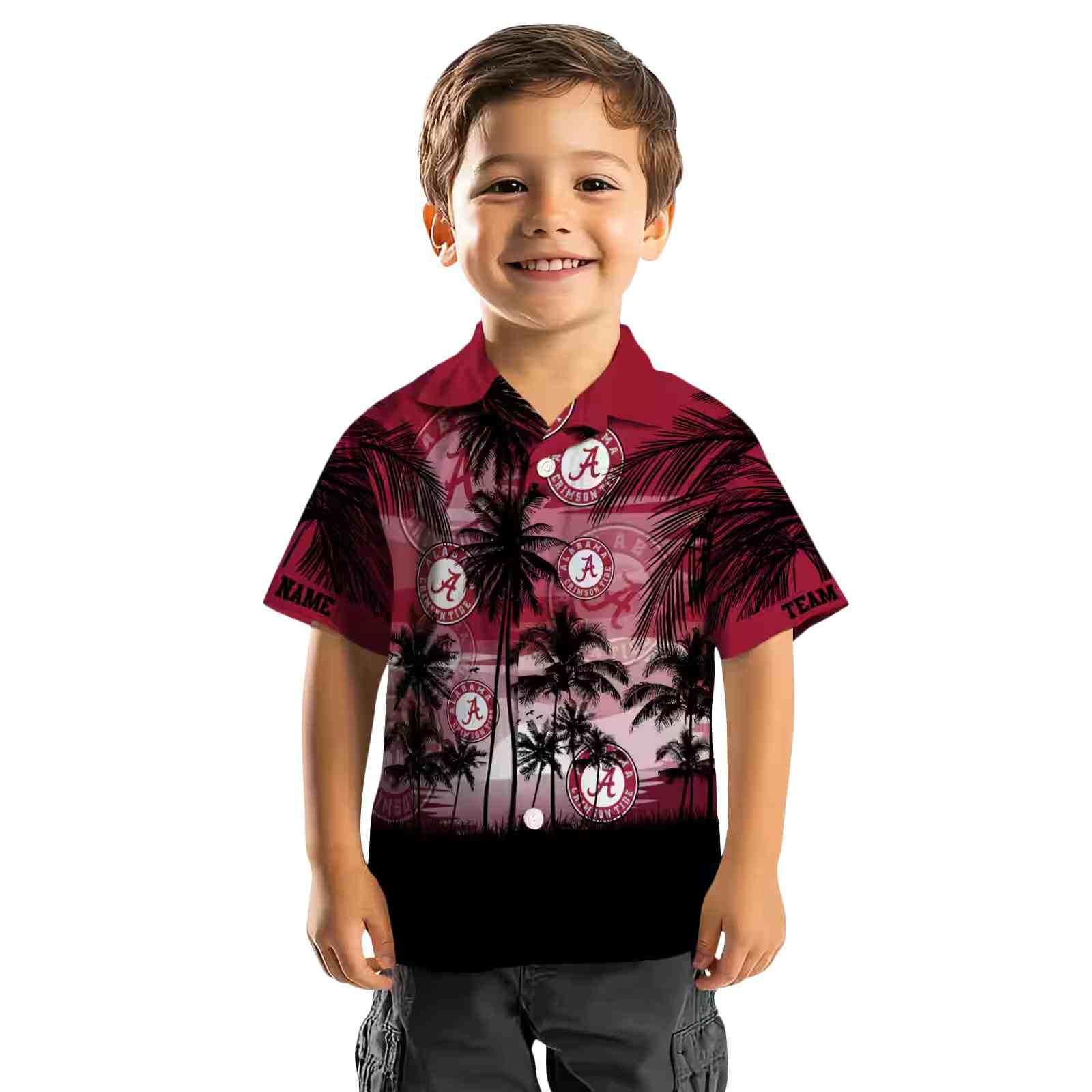 custom alabama crimson tide sunset scene crimson black hawaiian shirt top rated