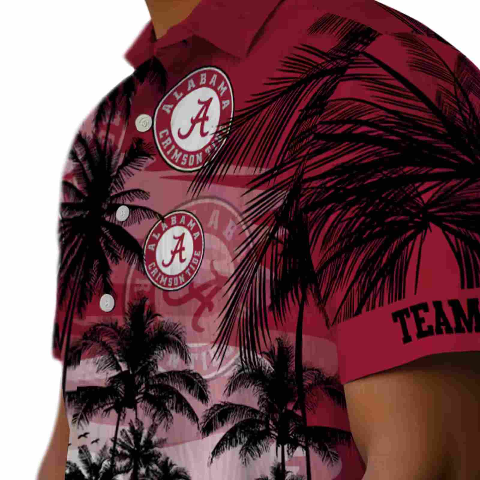 custom alabama crimson tide sunset scene crimson black hawaiian shirt trendy