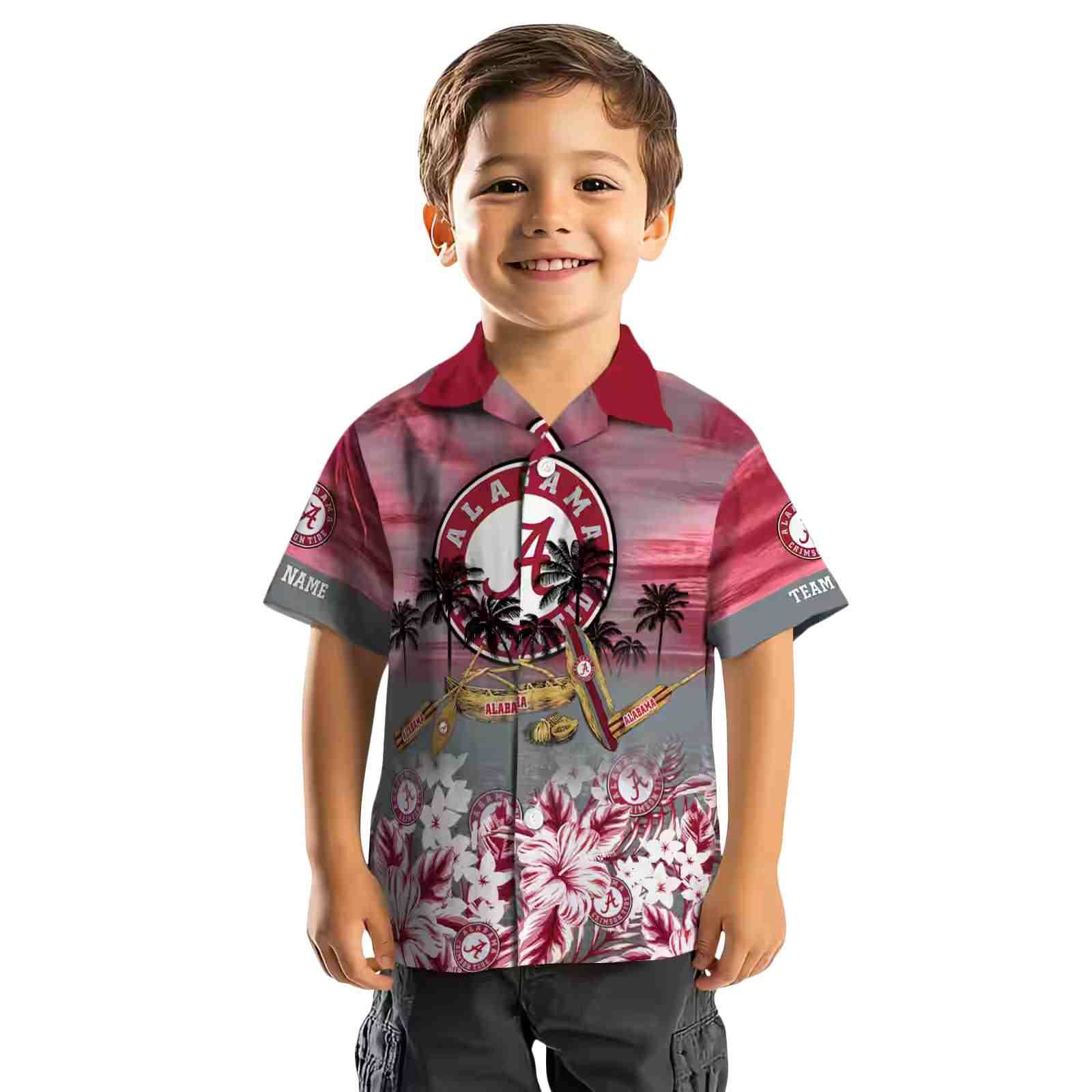 custom alabama crimson tide tropical canoe crimson hawaiian shirt top rated