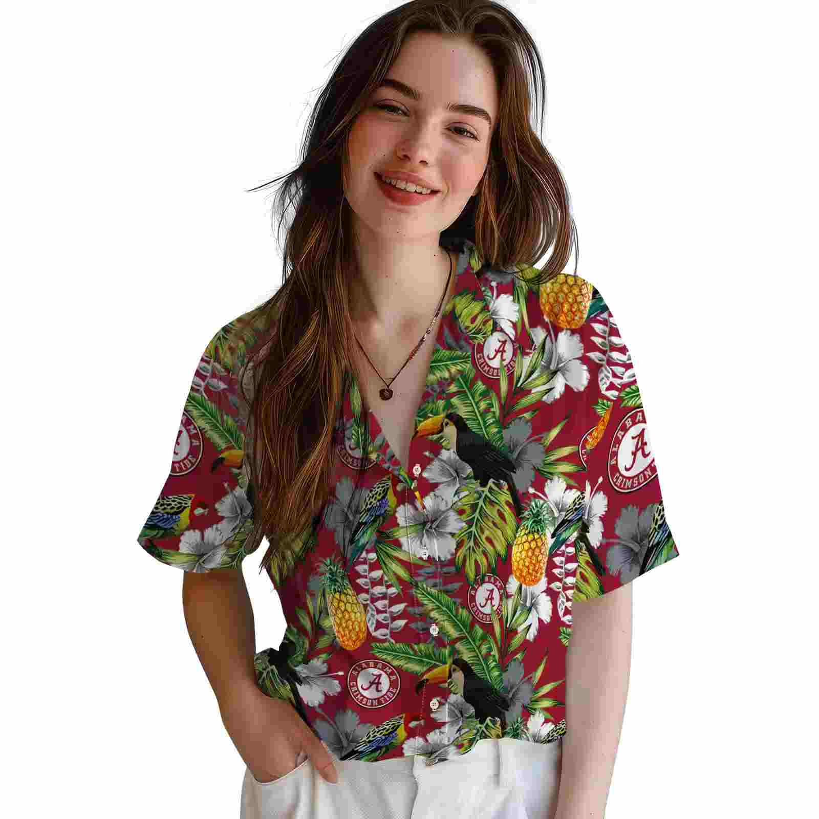 custom alabama crimson tide tropical toucan crimson green hawaiian shirt latest model