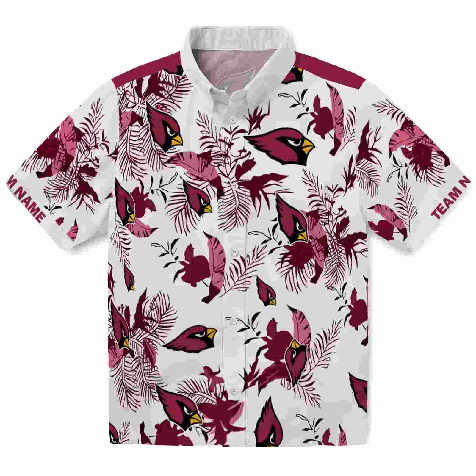 Custom Arizona Cardinals Botanical Theme Red White Hawaiian Shirt