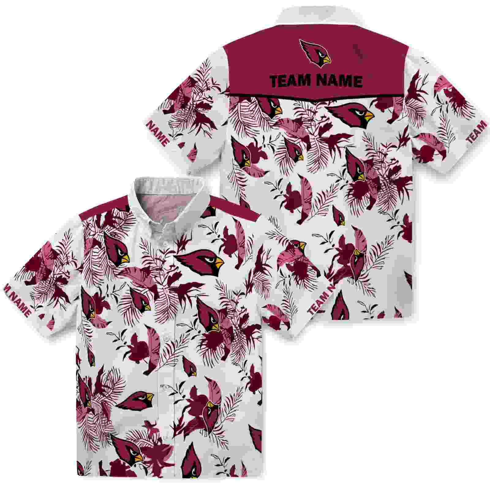 custom arizona cardinals botanical theme red white hawaiian shirt high quality