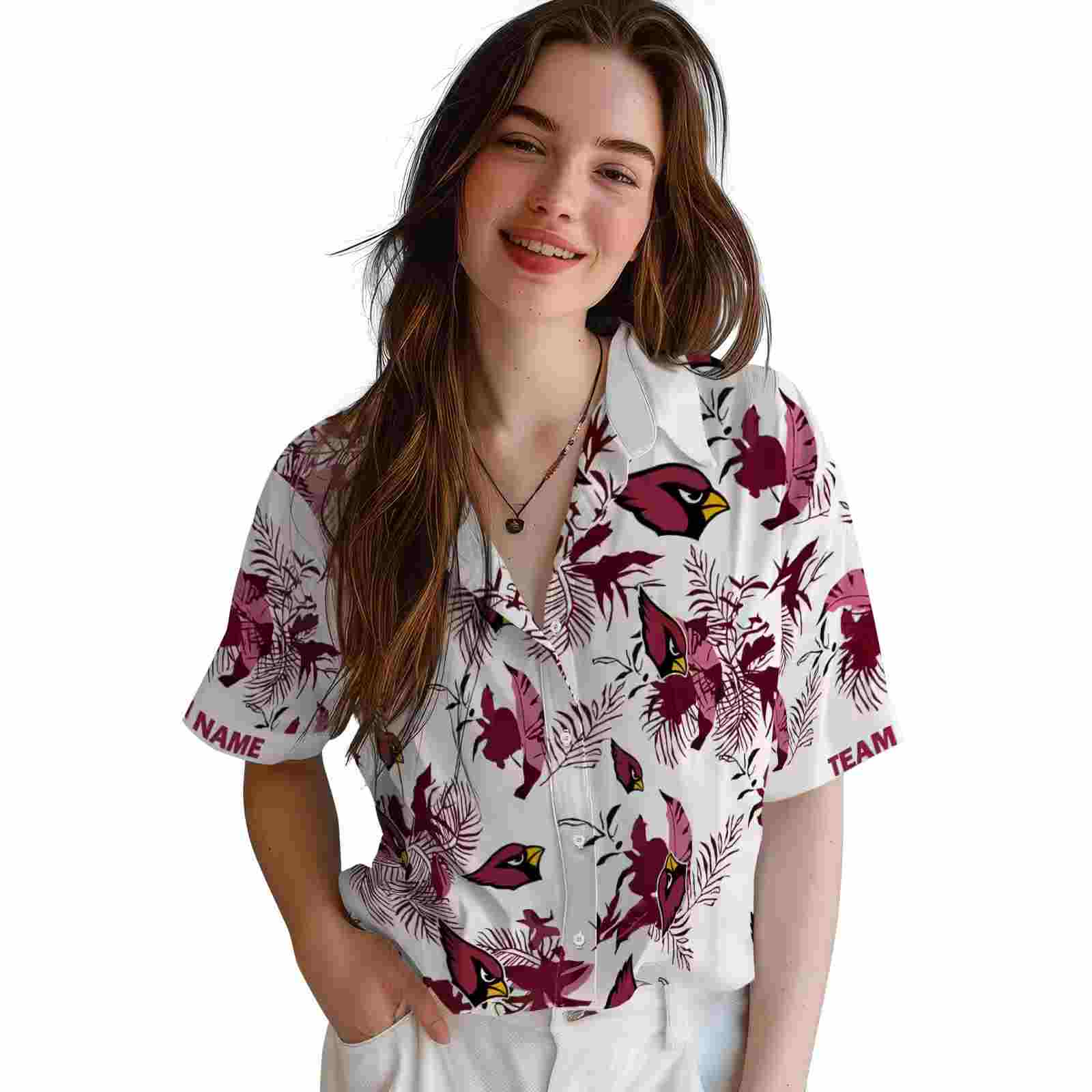 custom arizona cardinals botanical theme red white hawaiian shirt latest model