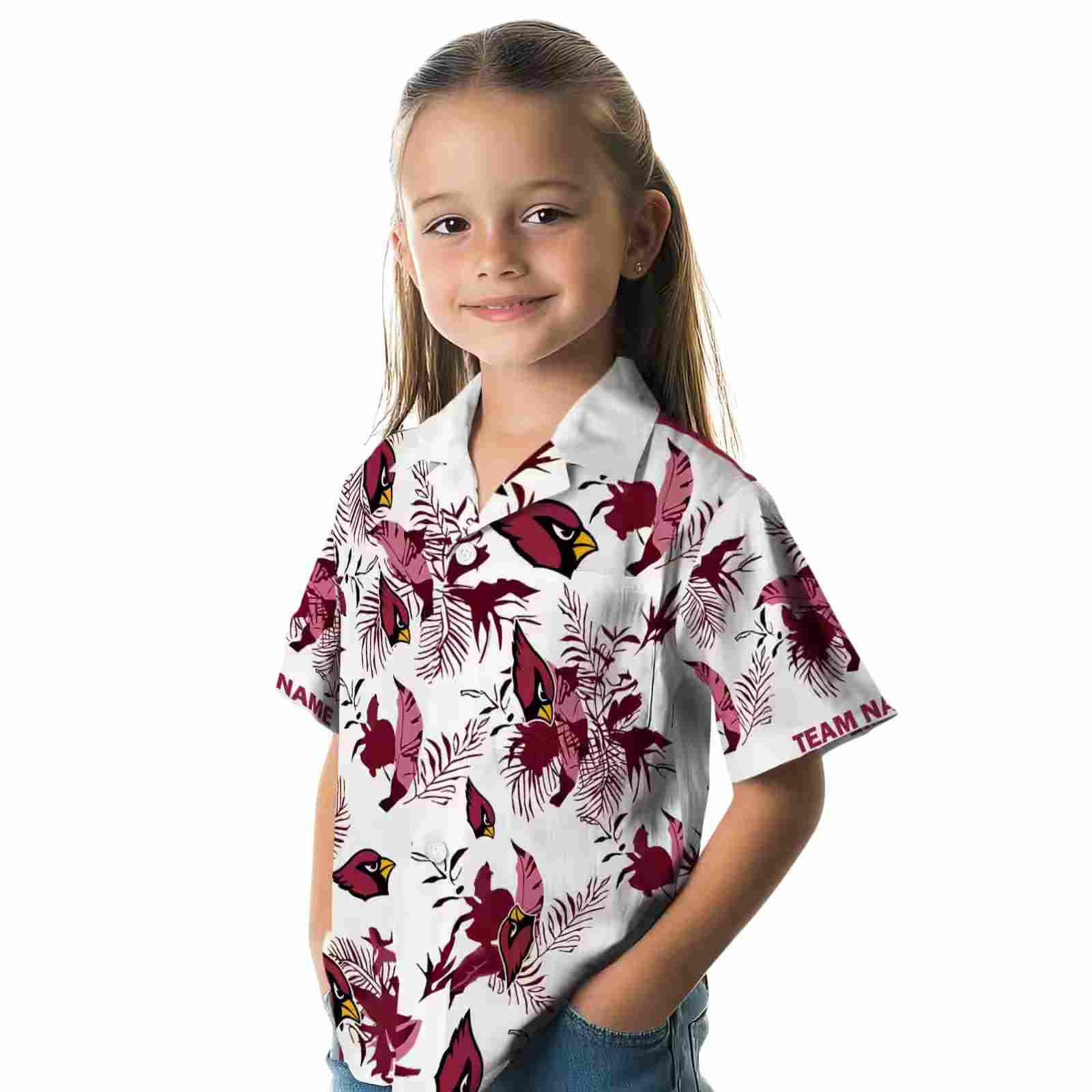 custom arizona cardinals botanical theme red white hawaiian shirt premium grade