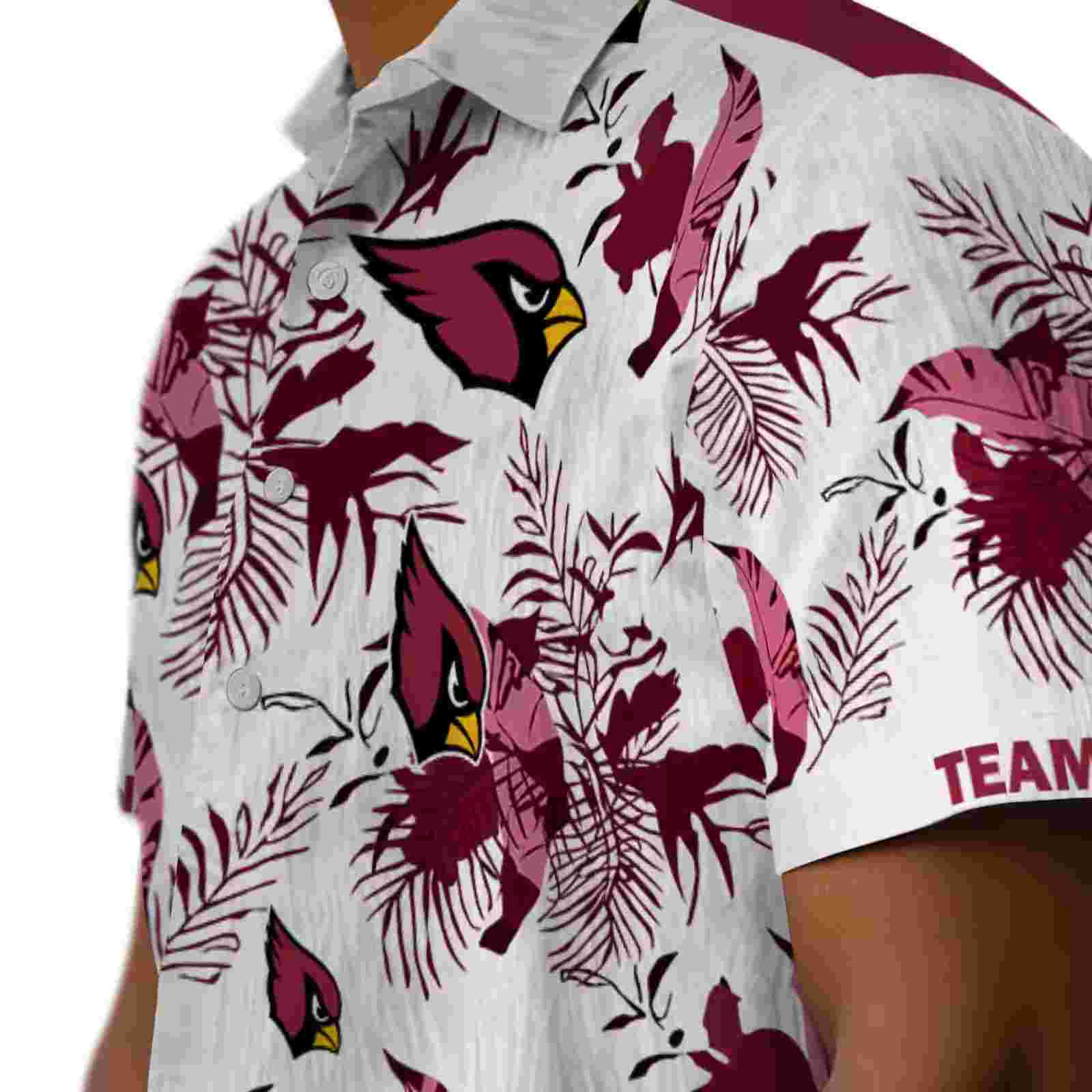 custom arizona cardinals botanical theme red white hawaiian shirt trendy