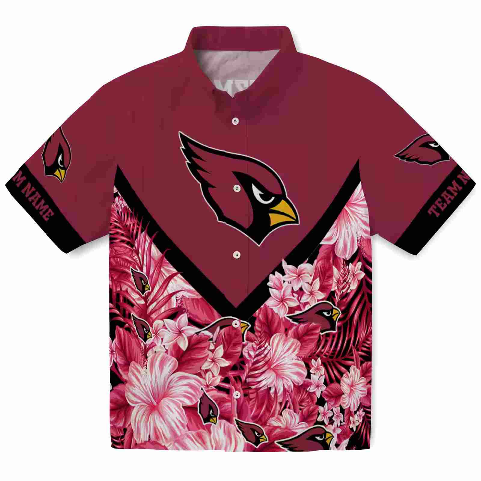 Custom Arizona Cardinals Floral Chevron Red Hawaiian Shirt