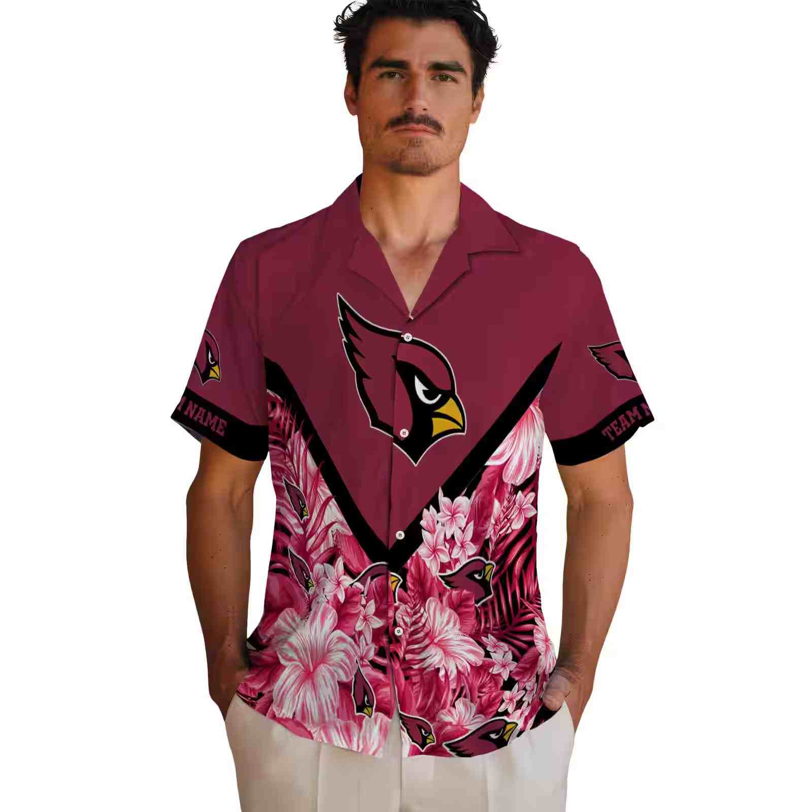 custom arizona cardinals floral chevron red hawaiian shirt fashion forward