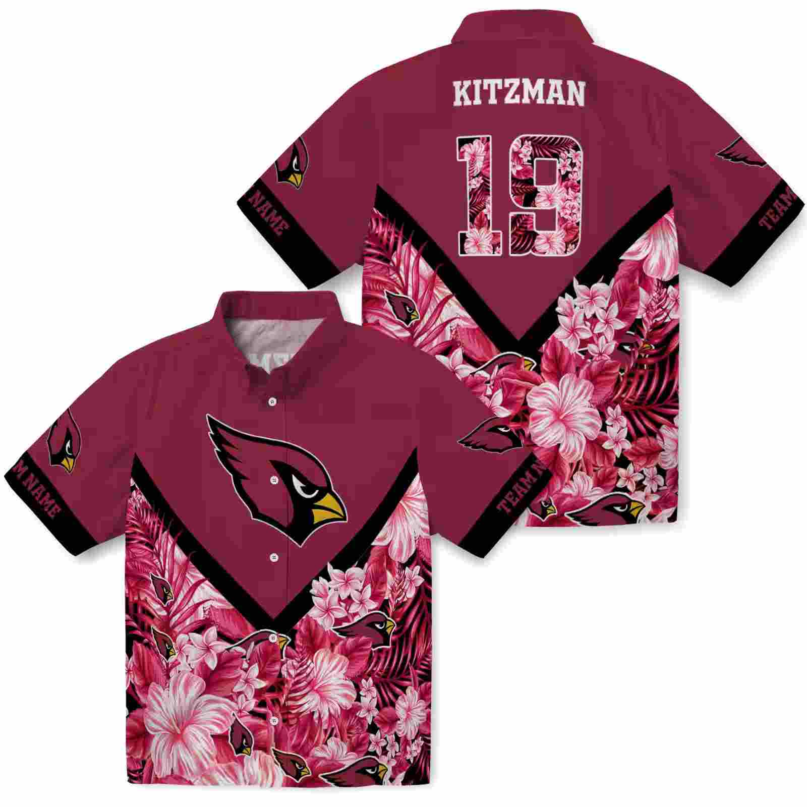 custom arizona cardinals floral chevron red hawaiian shirt high quality