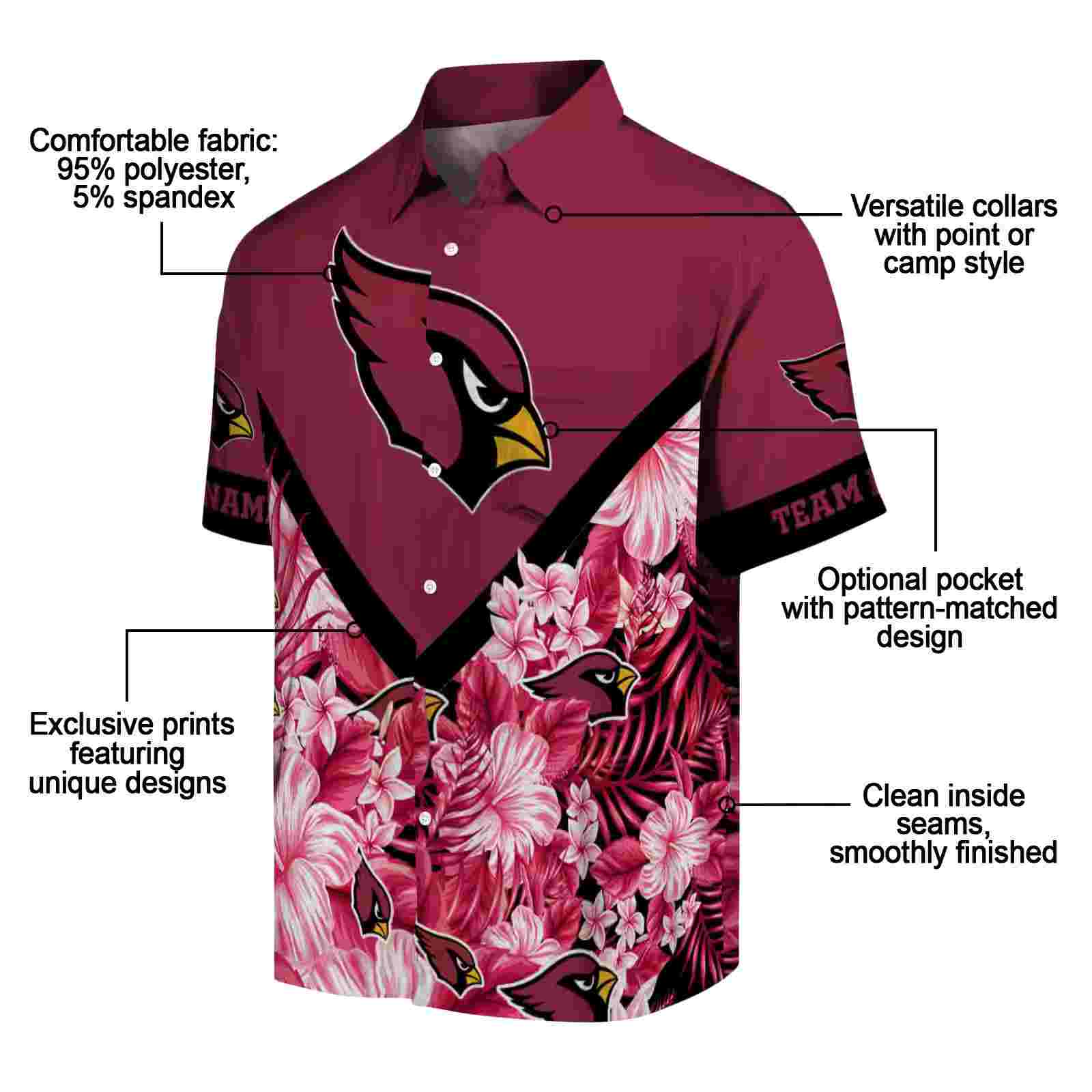 custom arizona cardinals floral chevron red hawaiian shirt new arrival