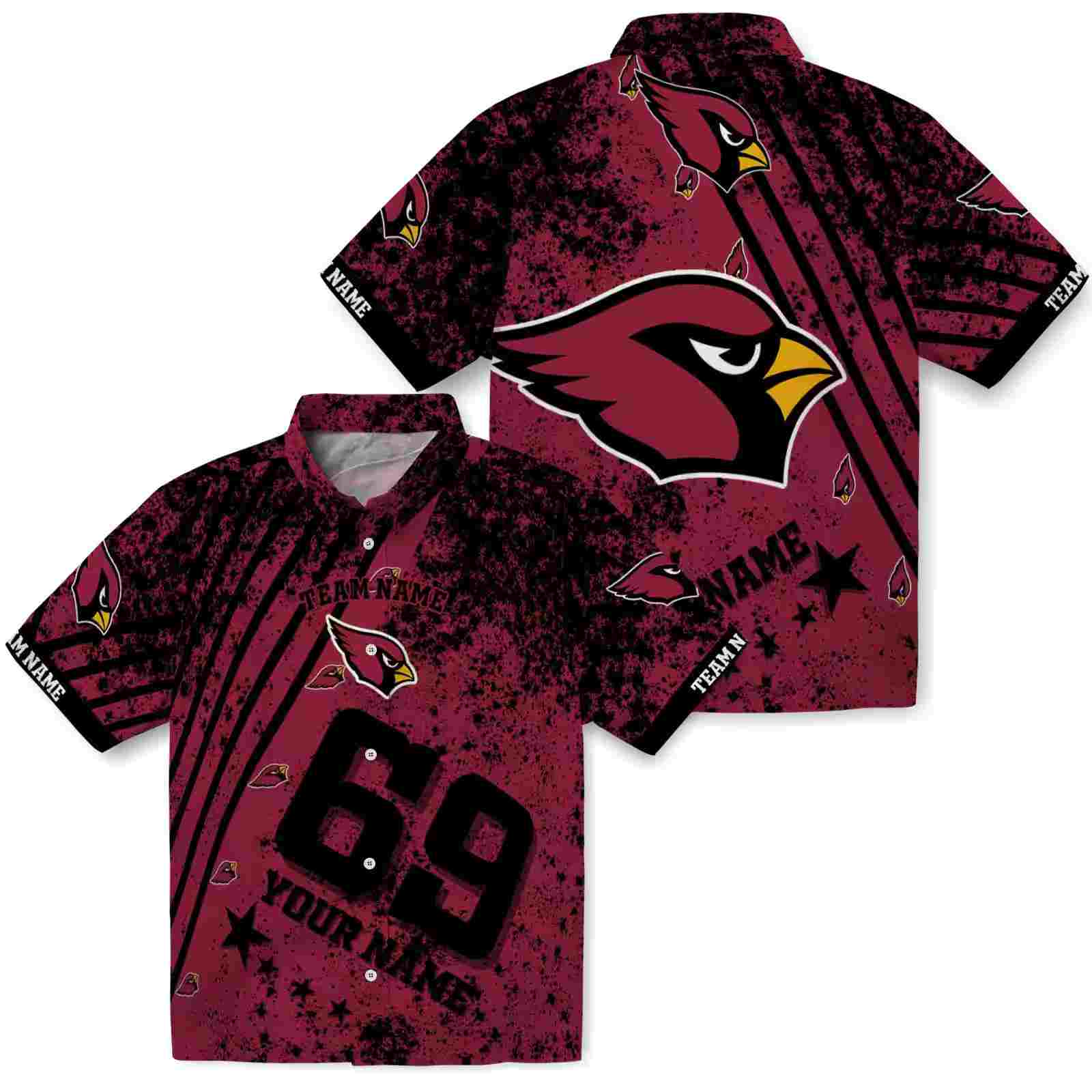 custom arizona cardinals star stripes red hawaiian shirt high quality