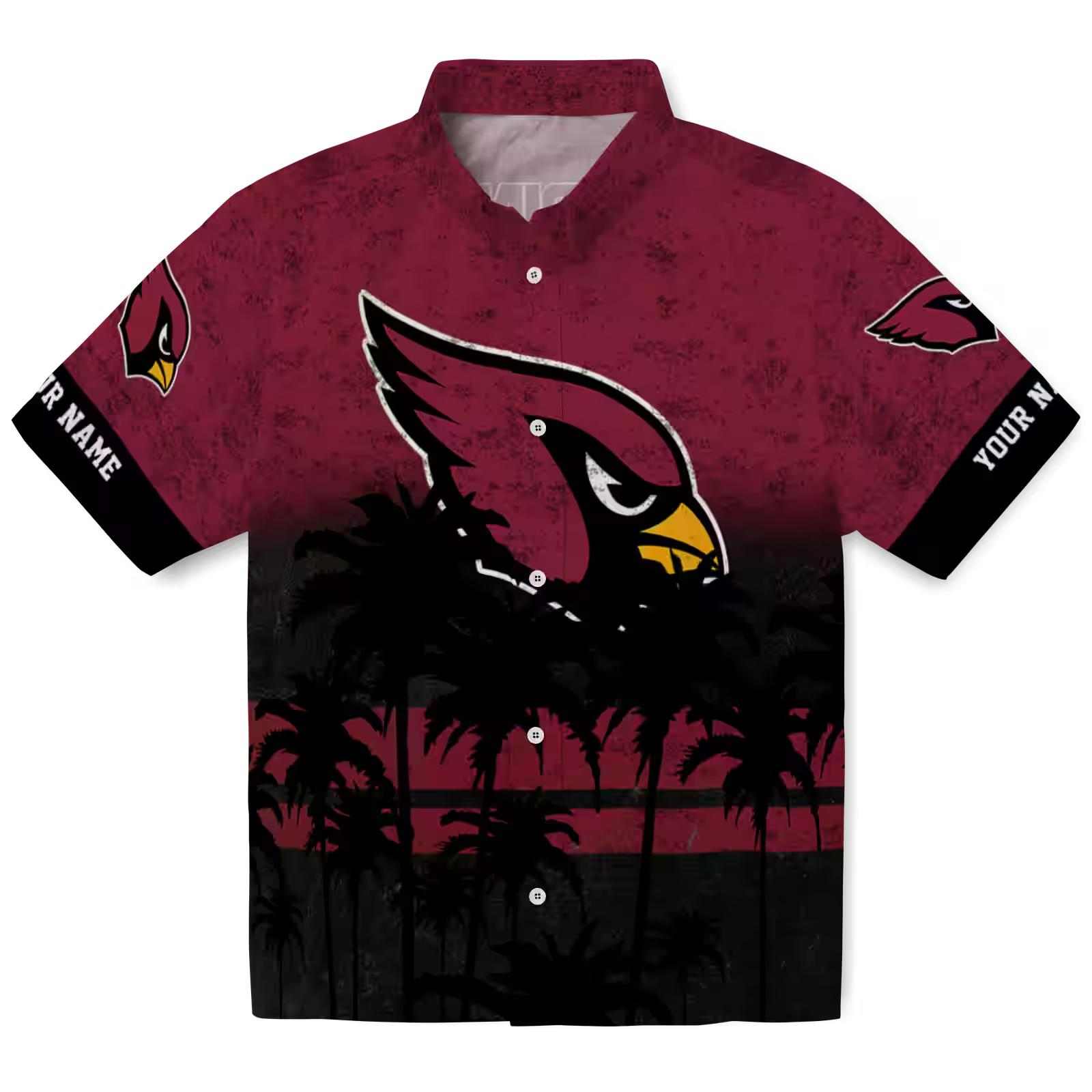 Custom Arizona Cardinals Sunset Pattern Red Black Hawaiian Shirt