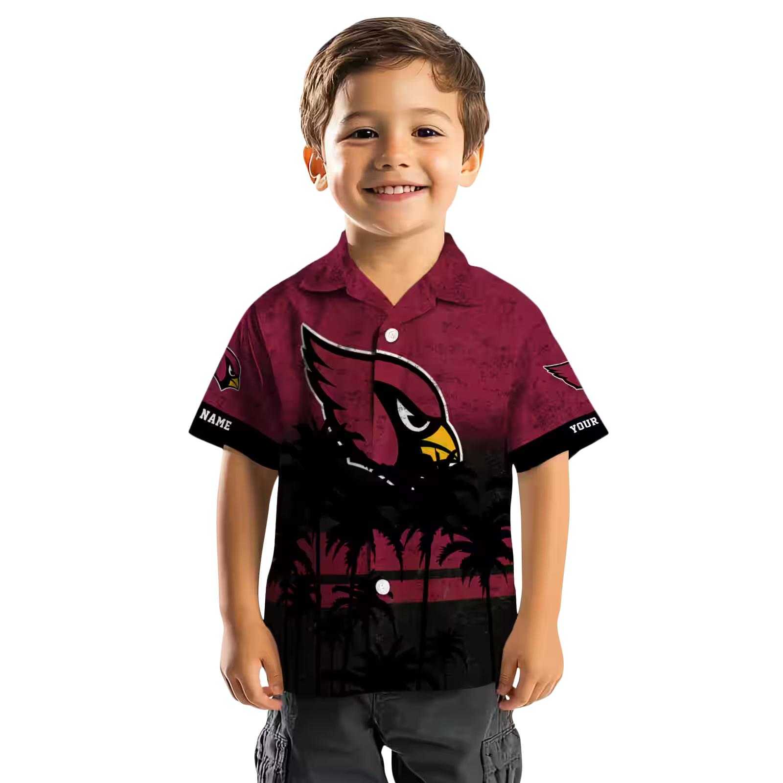 custom arizona cardinals sunset pattern red black hawaiian shirt top rated