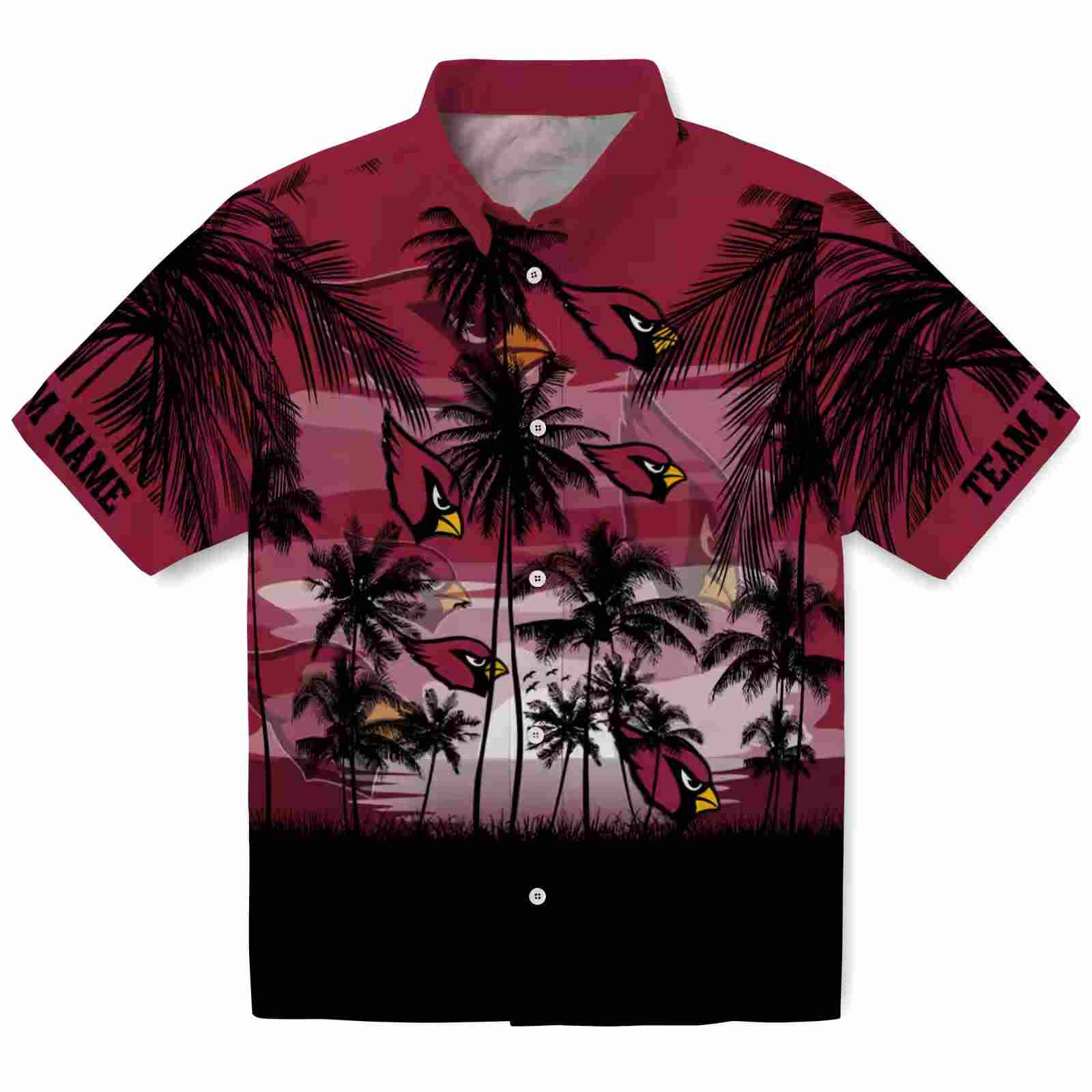 Custom Arizona Cardinals Sunset Scene Red Black Hawaiian Shirt