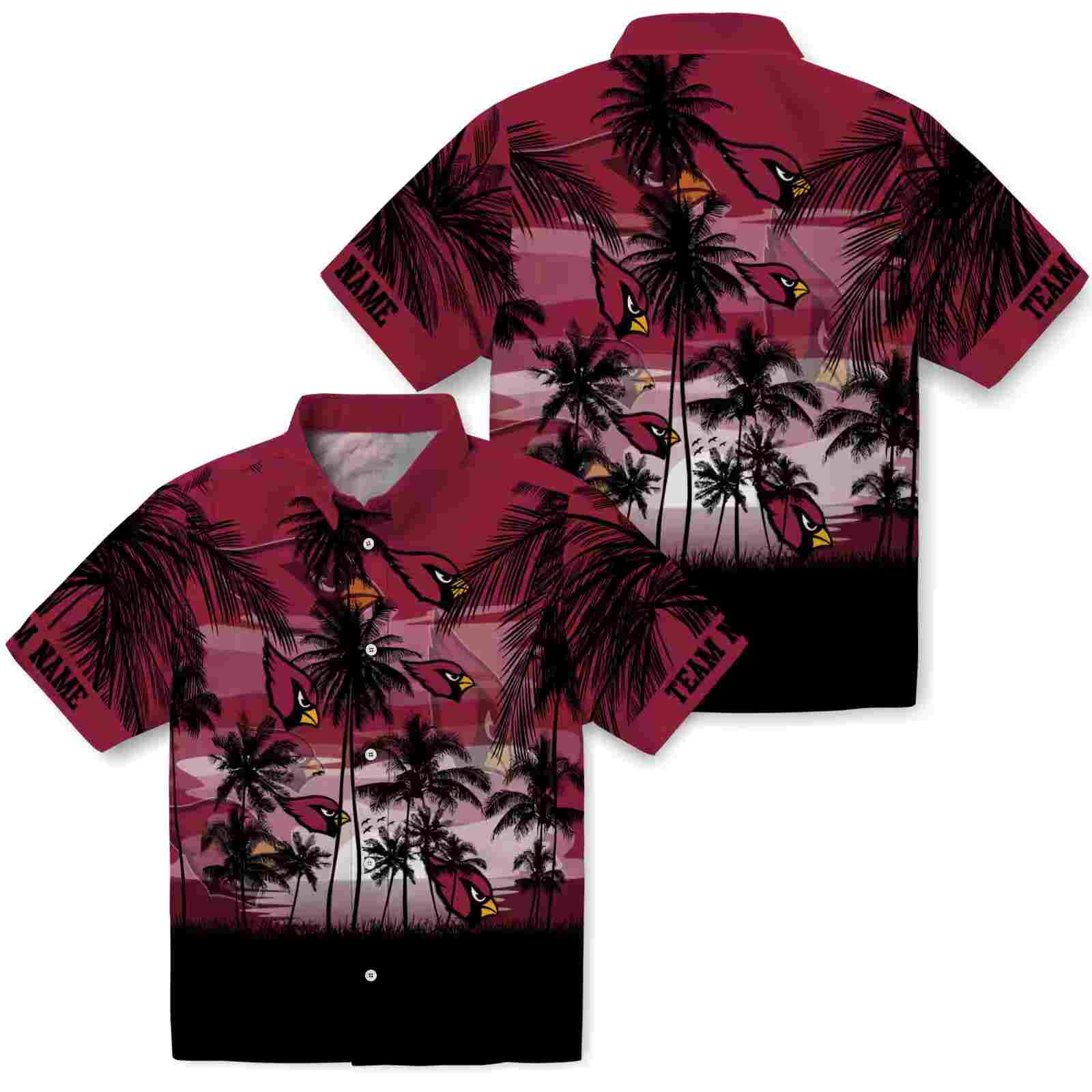 custom arizona cardinals sunset scene red black hawaiian shirt high quality