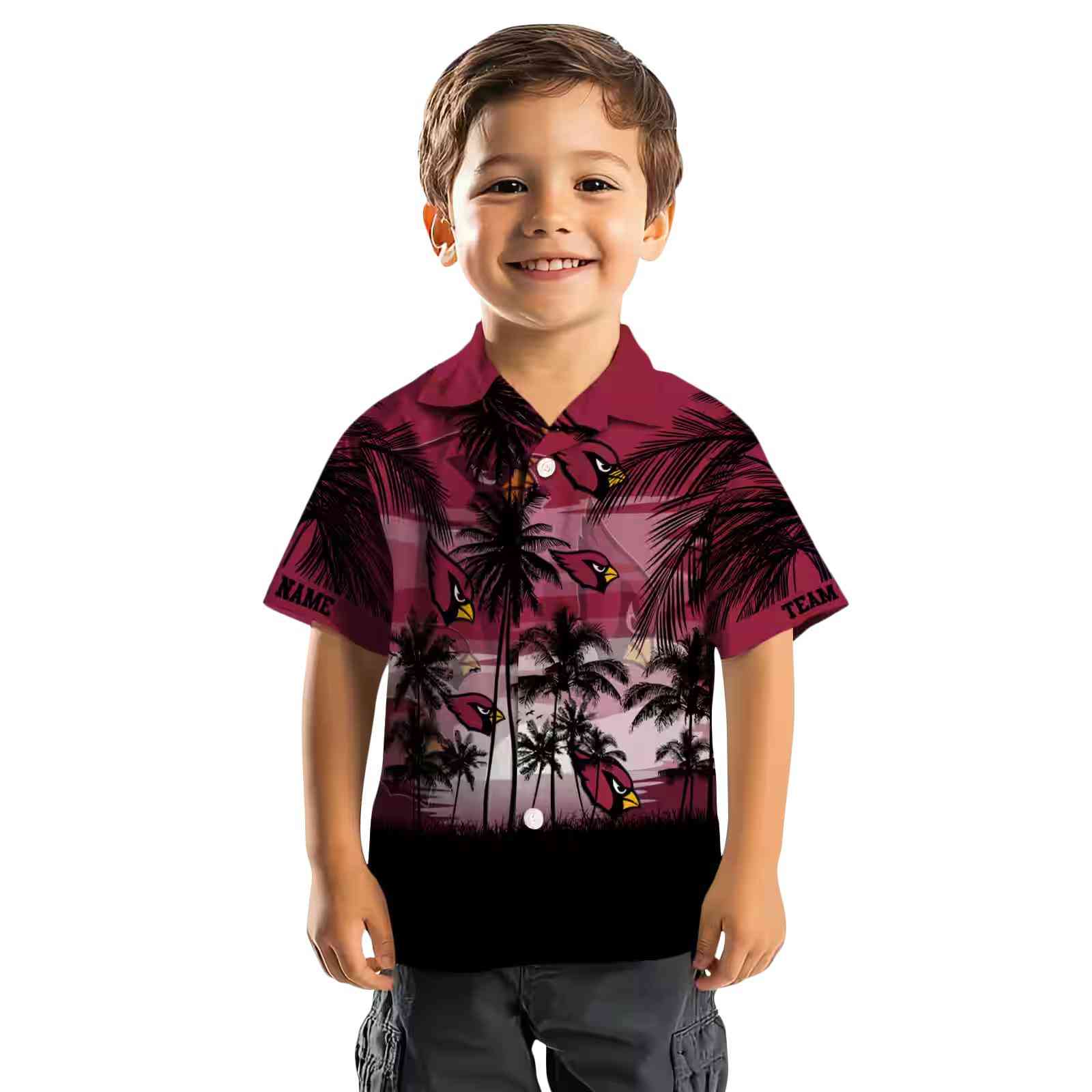 custom arizona cardinals sunset scene red black hawaiian shirt top rated