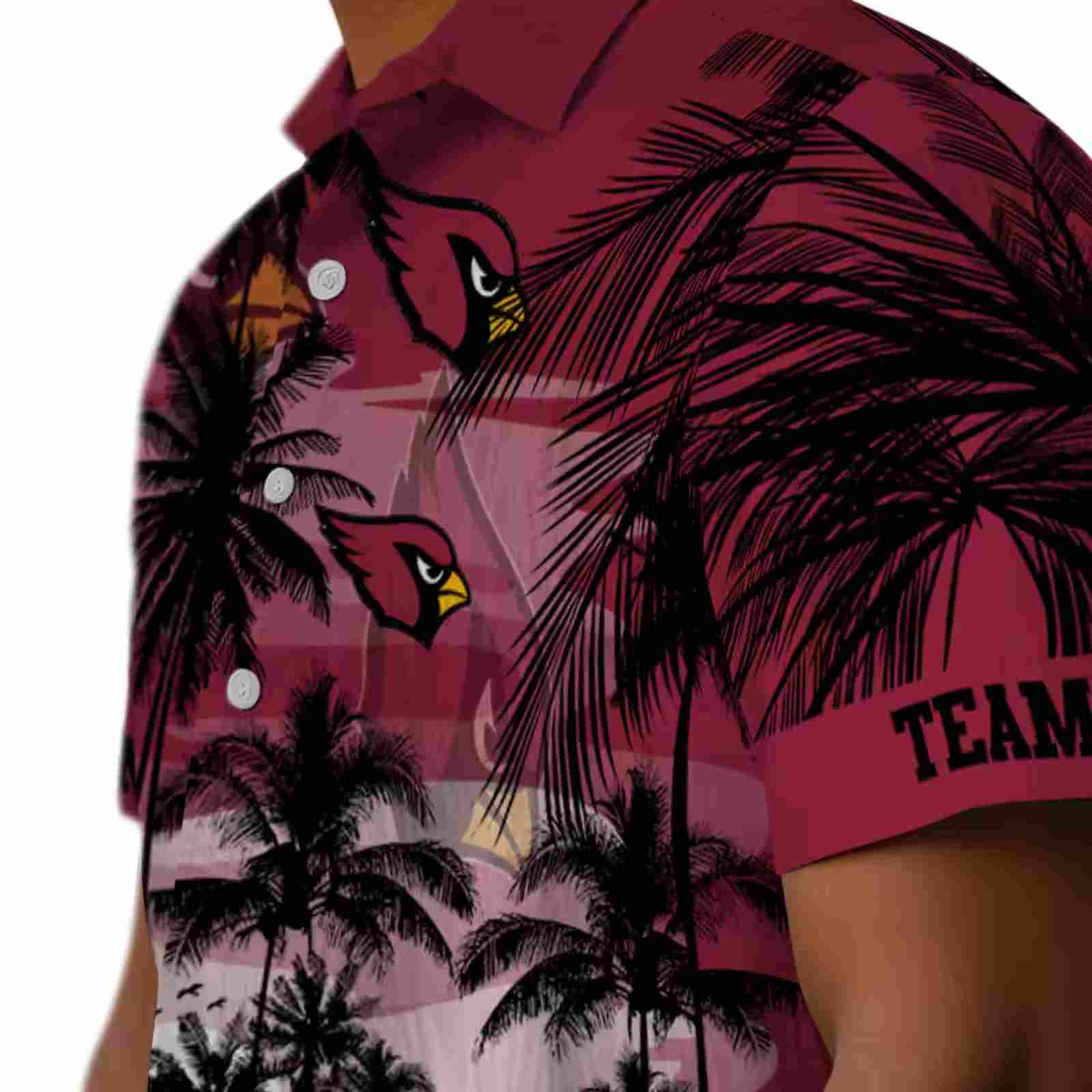 custom arizona cardinals sunset scene red black hawaiian shirt trendy