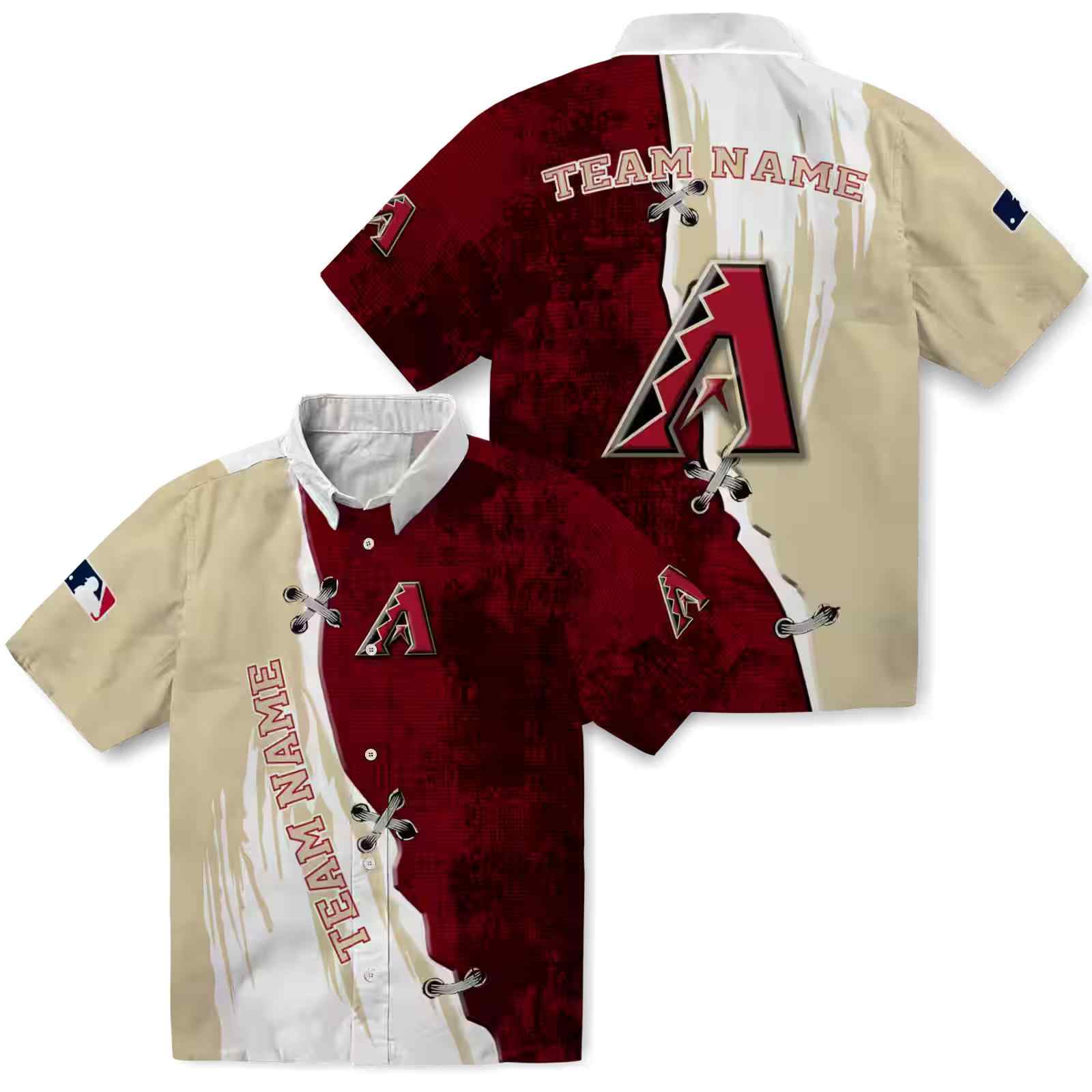 custom arizona diamondbacks edgy streaks red white hawaiian shirt high quality