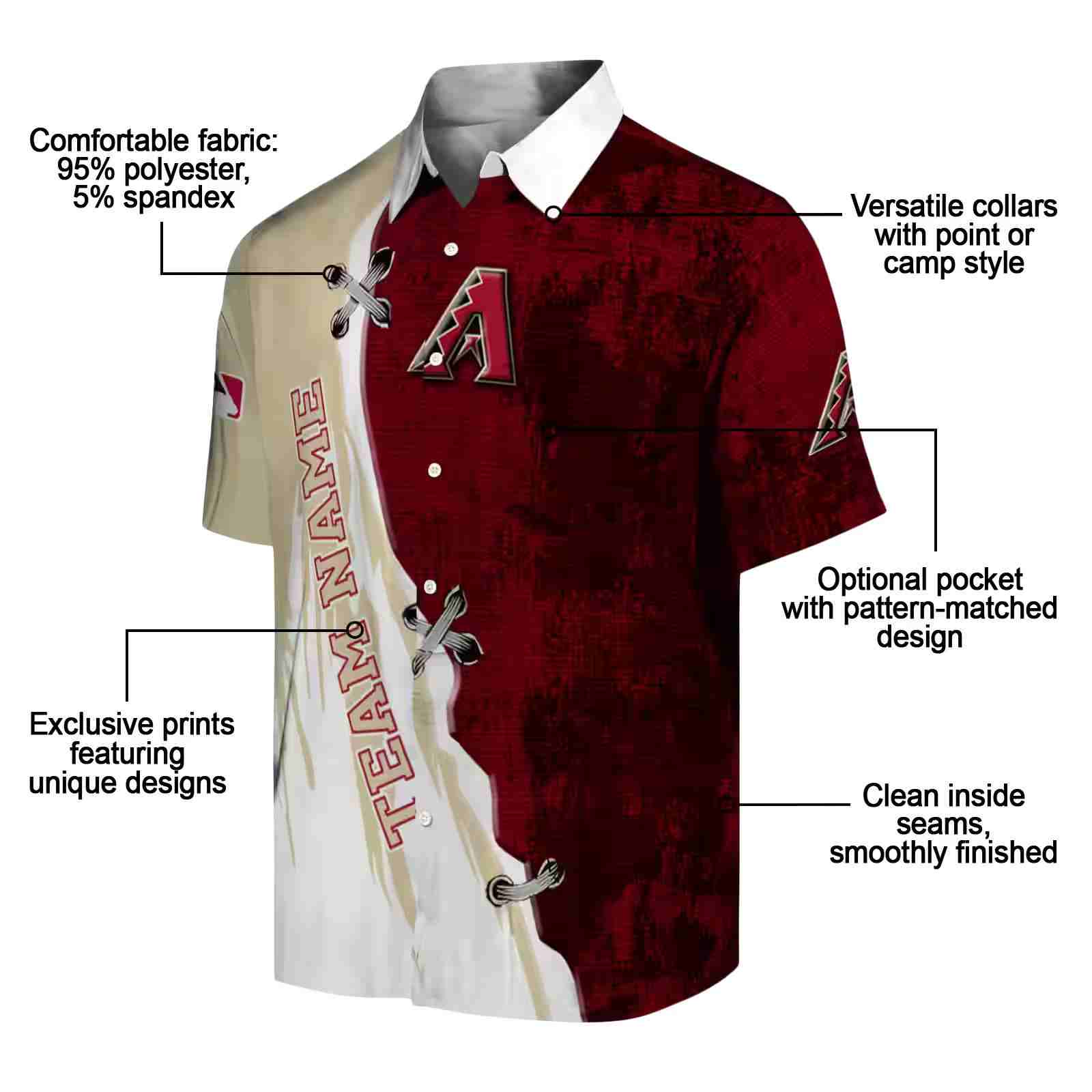 custom arizona diamondbacks edgy streaks red white hawaiian shirt new arrival