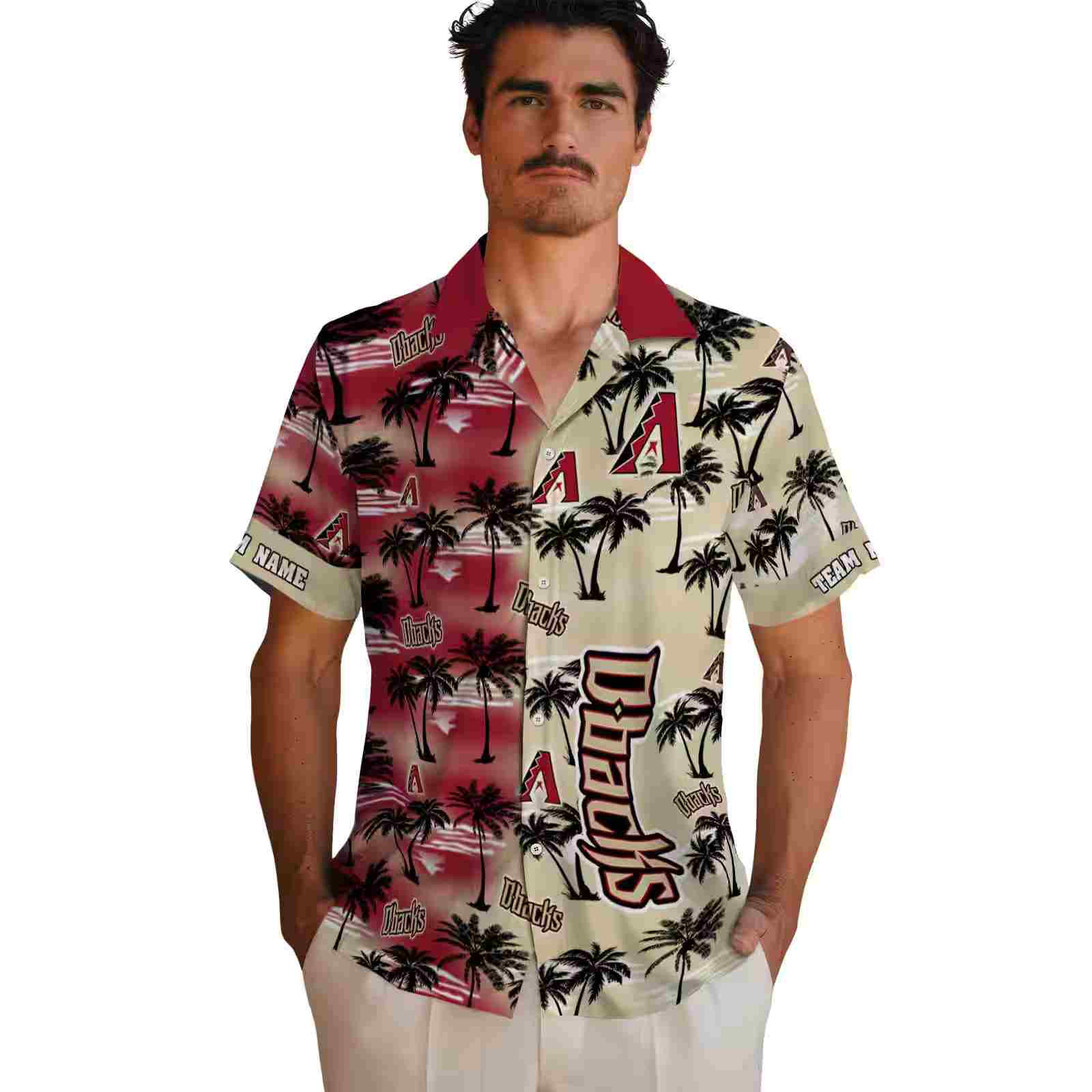 custom arizona diamondbacks palm silhouettes red hawaiian shirt fashion forward