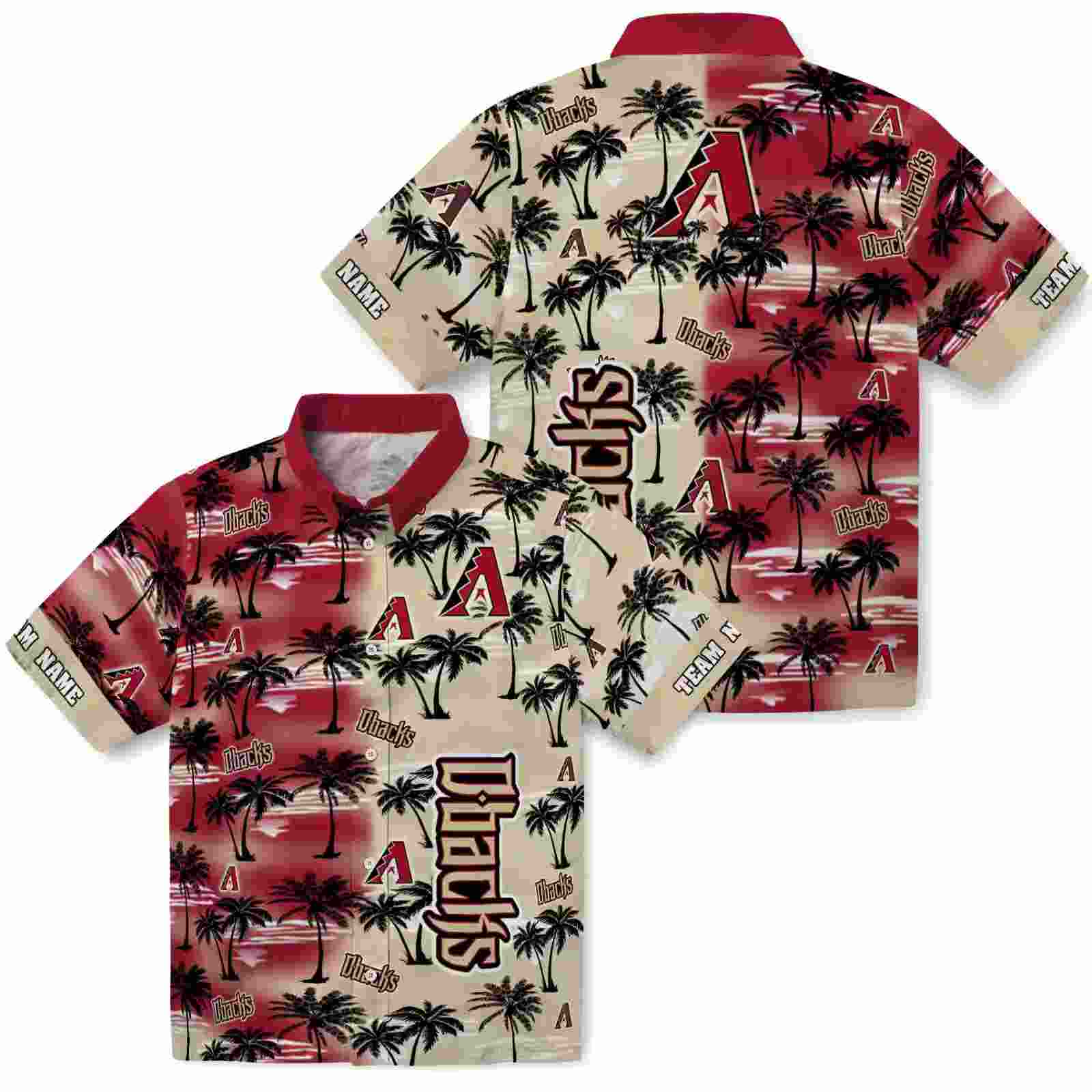 custom arizona diamondbacks palm silhouettes red hawaiian shirt high quality