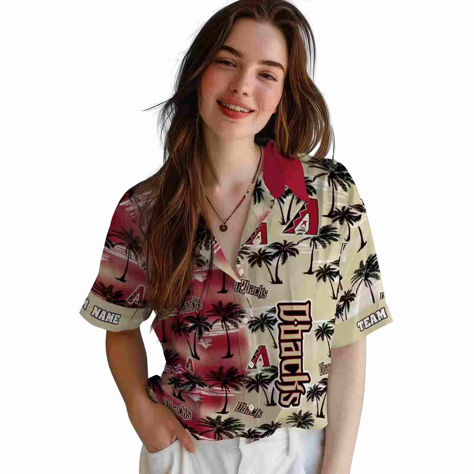 custom arizona diamondbacks palm silhouettes red hawaiian shirt latest model