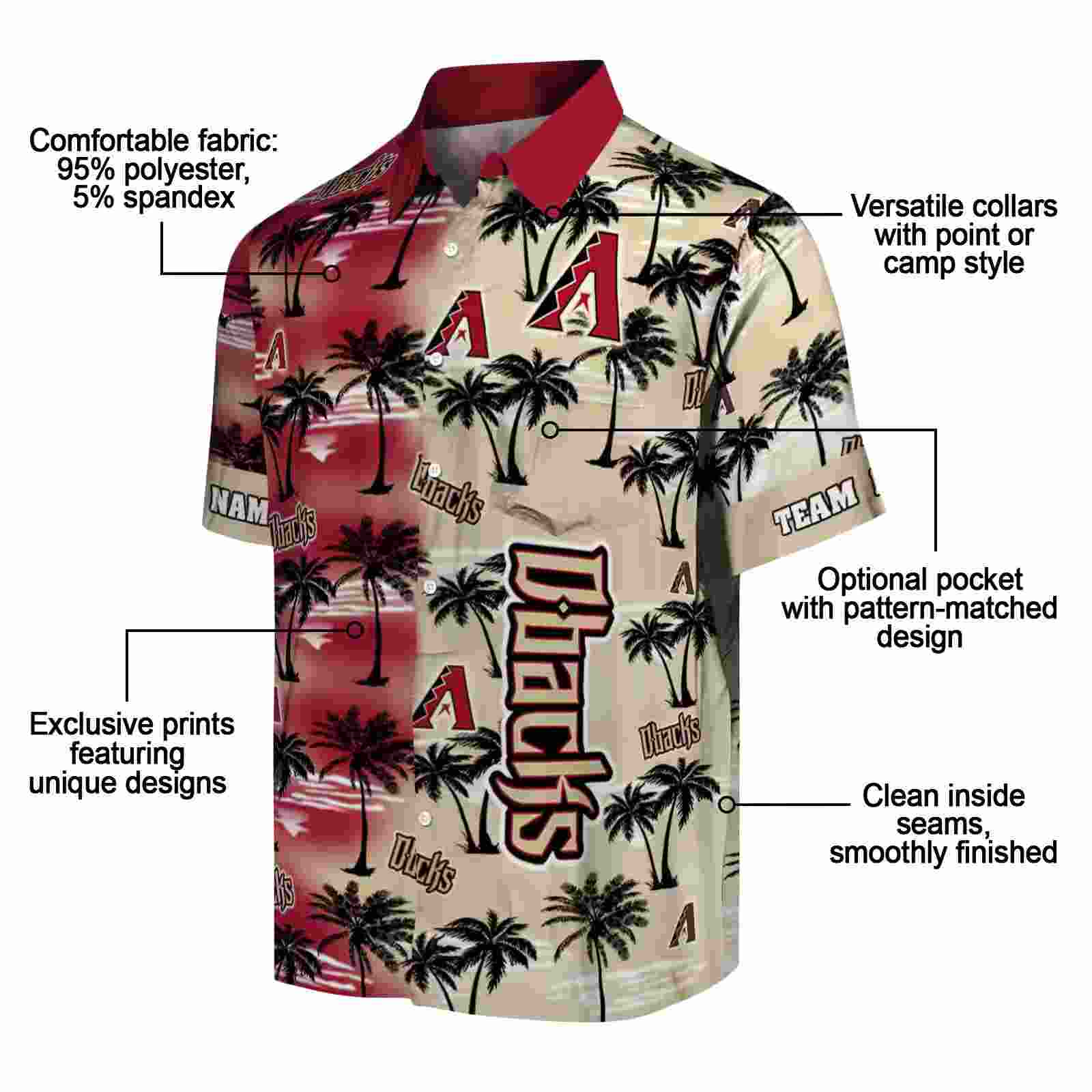 custom arizona diamondbacks palm silhouettes red hawaiian shirt new arrival