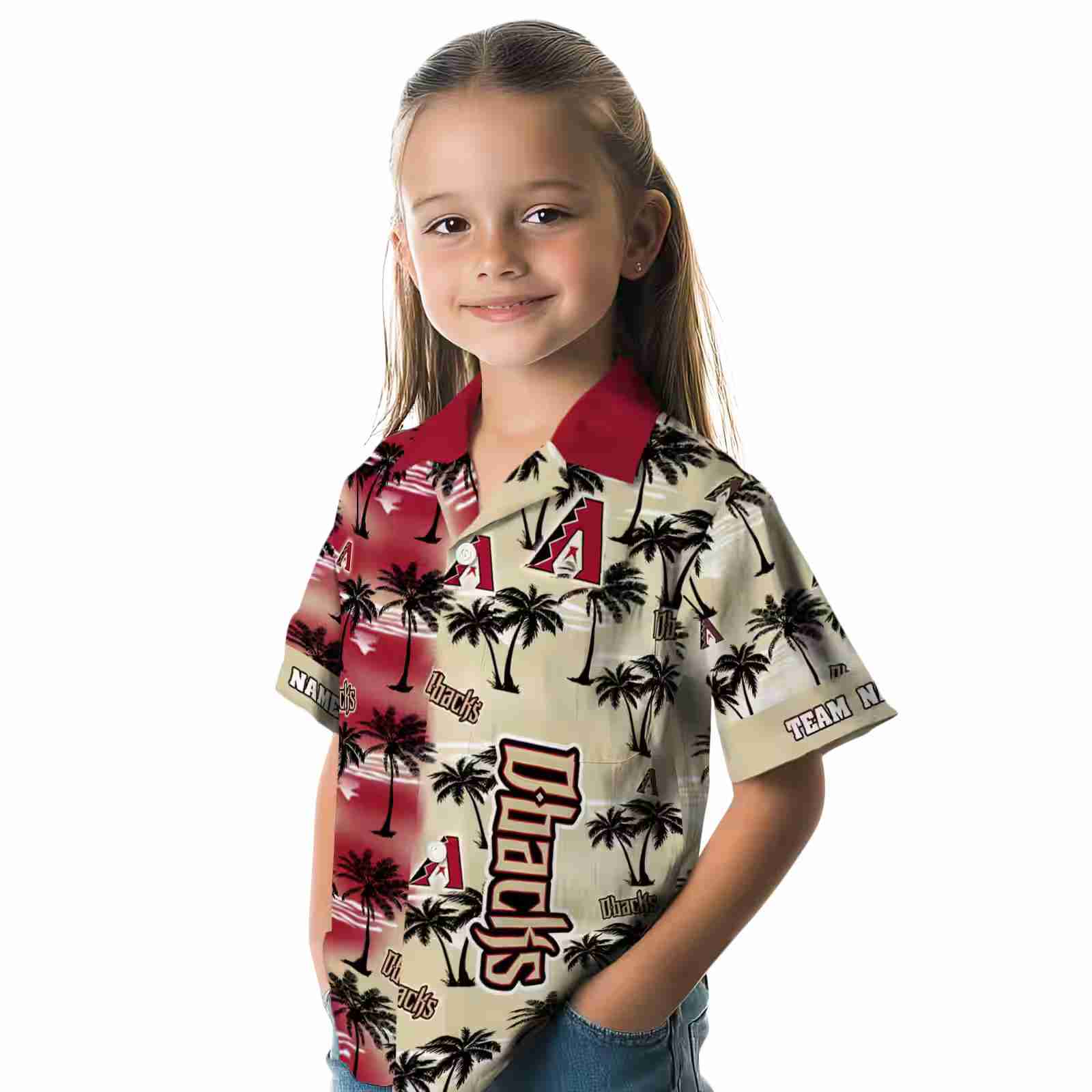 custom arizona diamondbacks palm silhouettes red hawaiian shirt premium grade