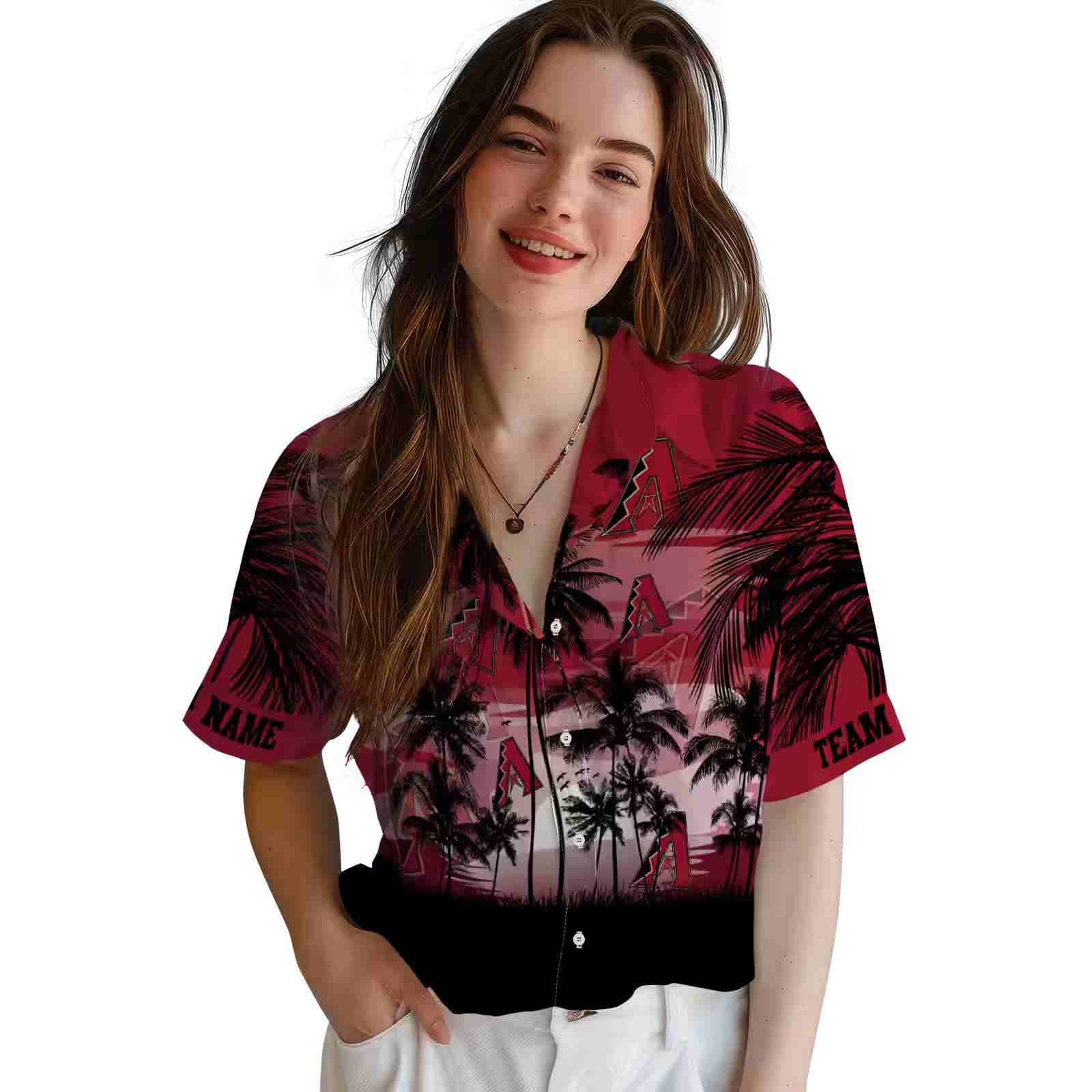 custom arizona diamondbacks sunset scene red black hawaiian shirt latest model