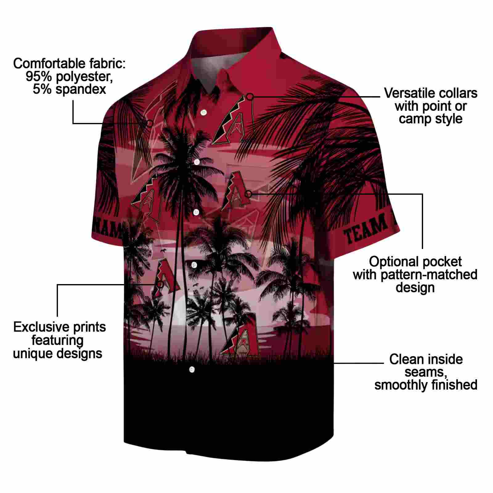 custom arizona diamondbacks sunset scene red black hawaiian shirt new arrival