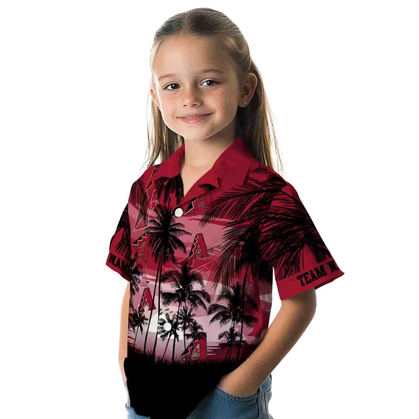 custom arizona diamondbacks sunset scene red black hawaiian shirt premium grade