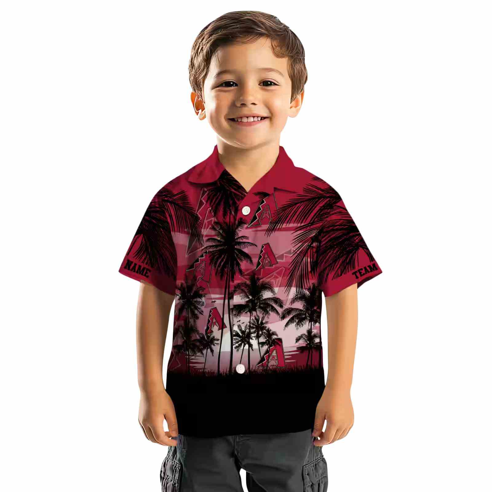 custom arizona diamondbacks sunset scene red black hawaiian shirt top rated