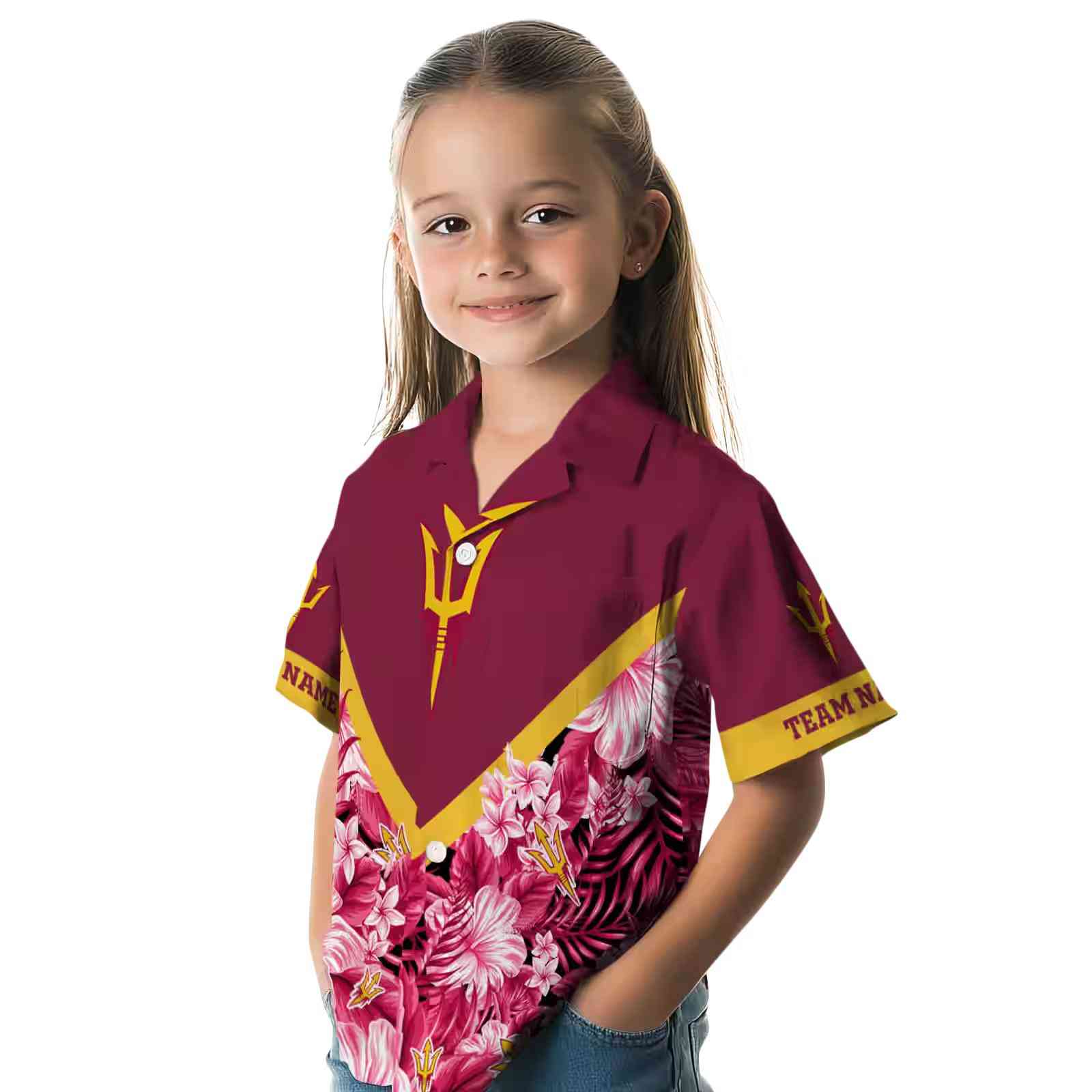 custom arizona state sun devils floral chevron maroon hawaiian shirt premium grade