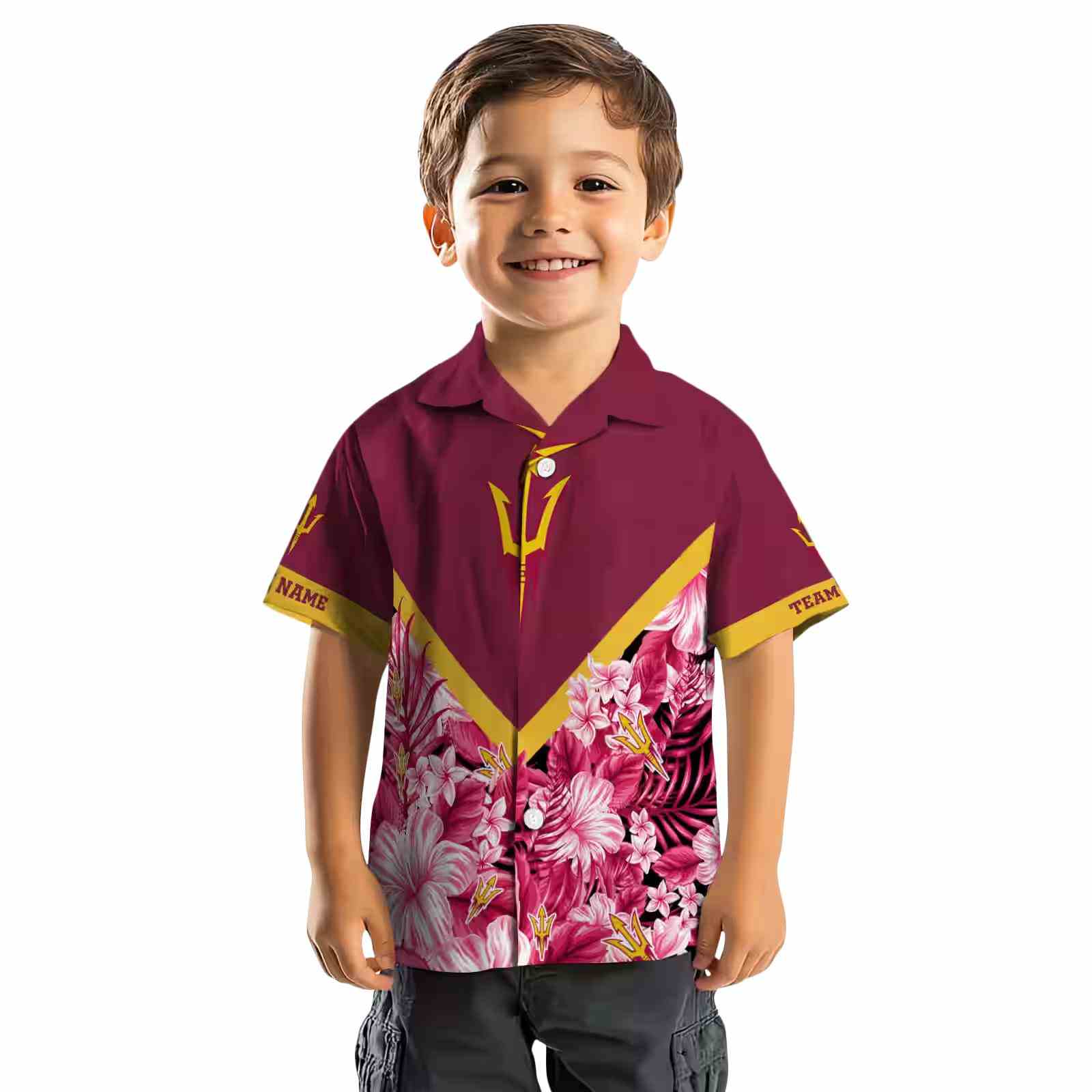 custom arizona state sun devils floral chevron maroon hawaiian shirt top rated