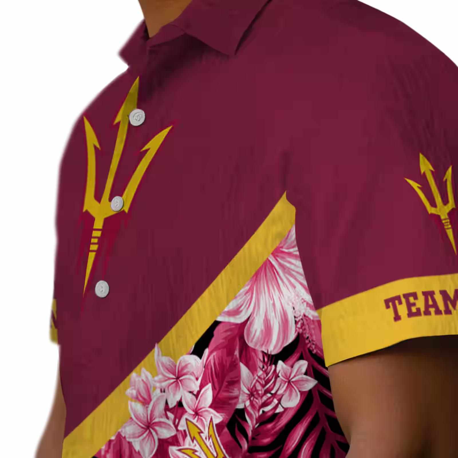 custom arizona state sun devils floral chevron maroon hawaiian shirt trendy