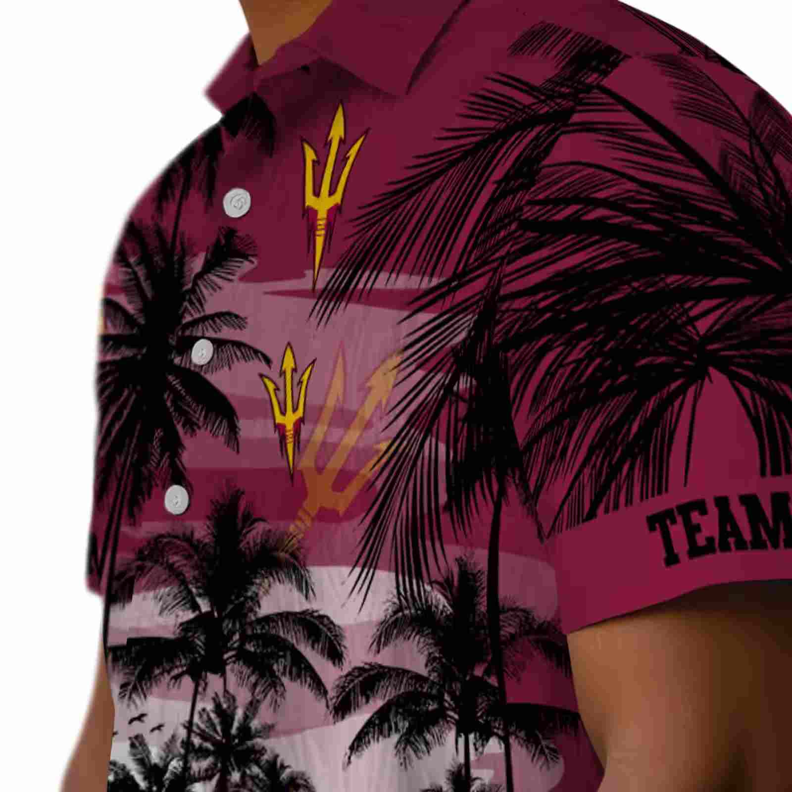 custom arizona state sun devils sunset scene maroon black hawaiian shirt trendy