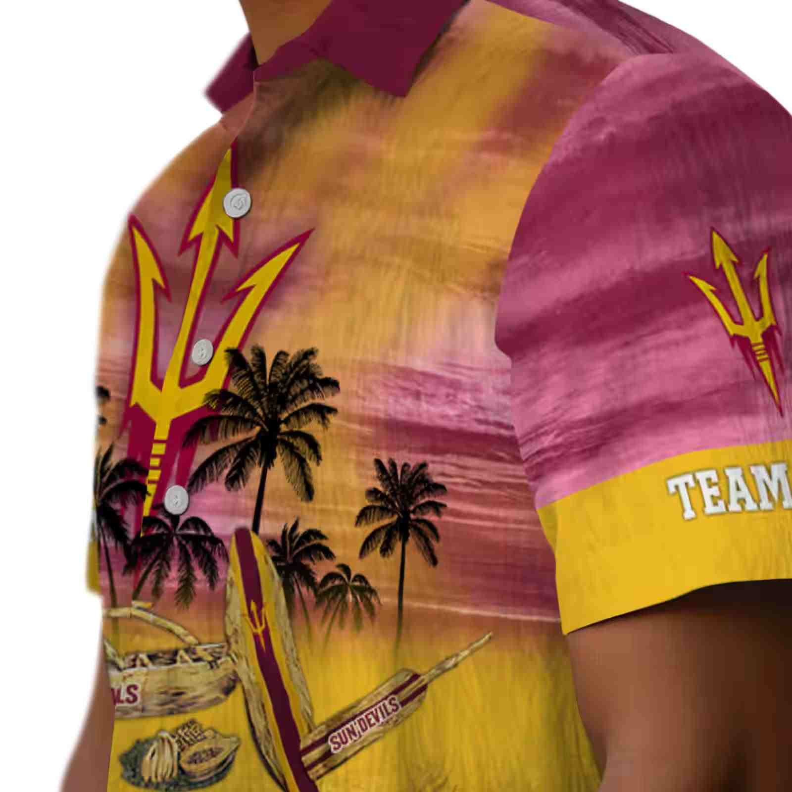 custom arizona state sun devils tropical canoe maroon hawaiian shirt trendy