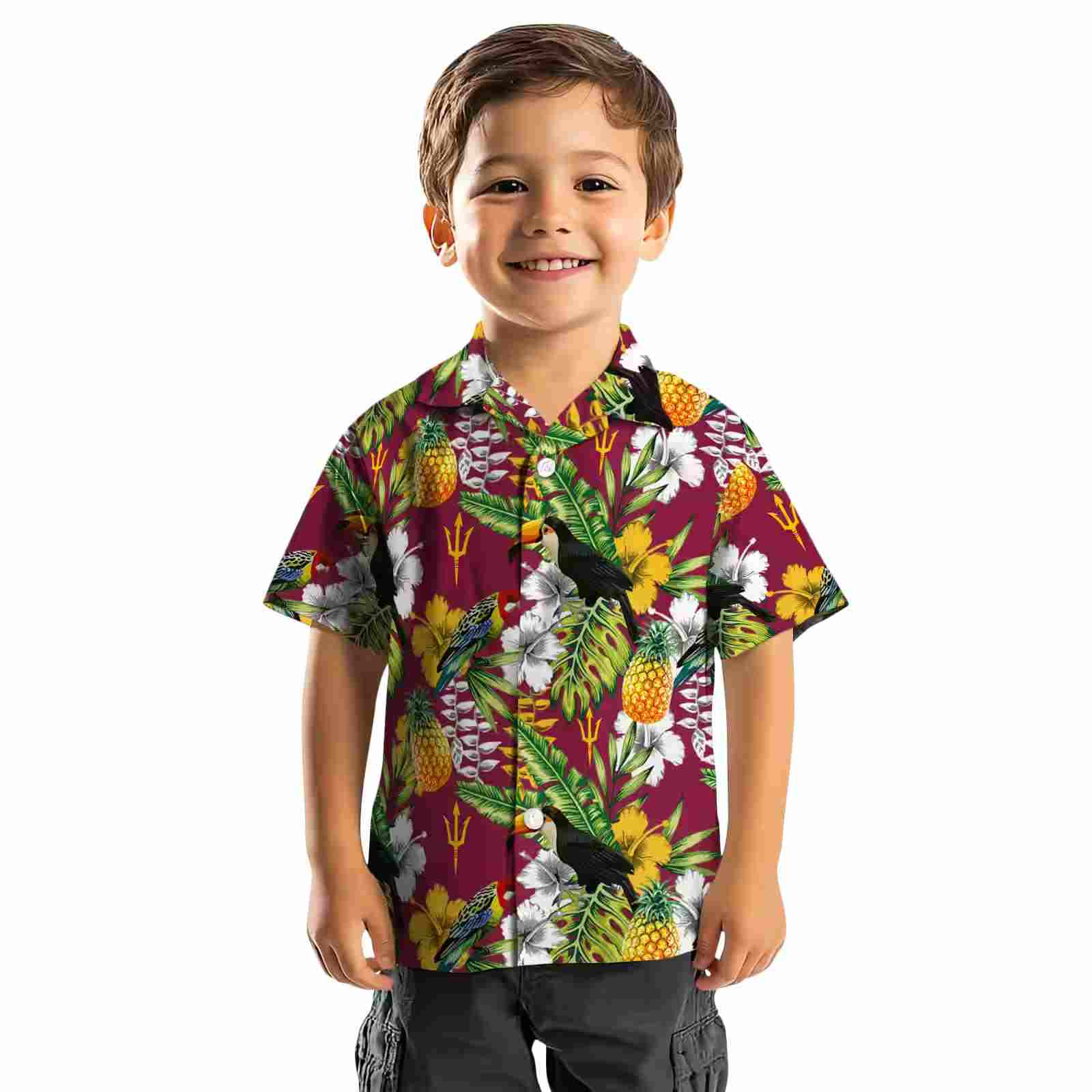 custom arizona state sun devils tropical toucan maroon green hawaiian shirt top rated