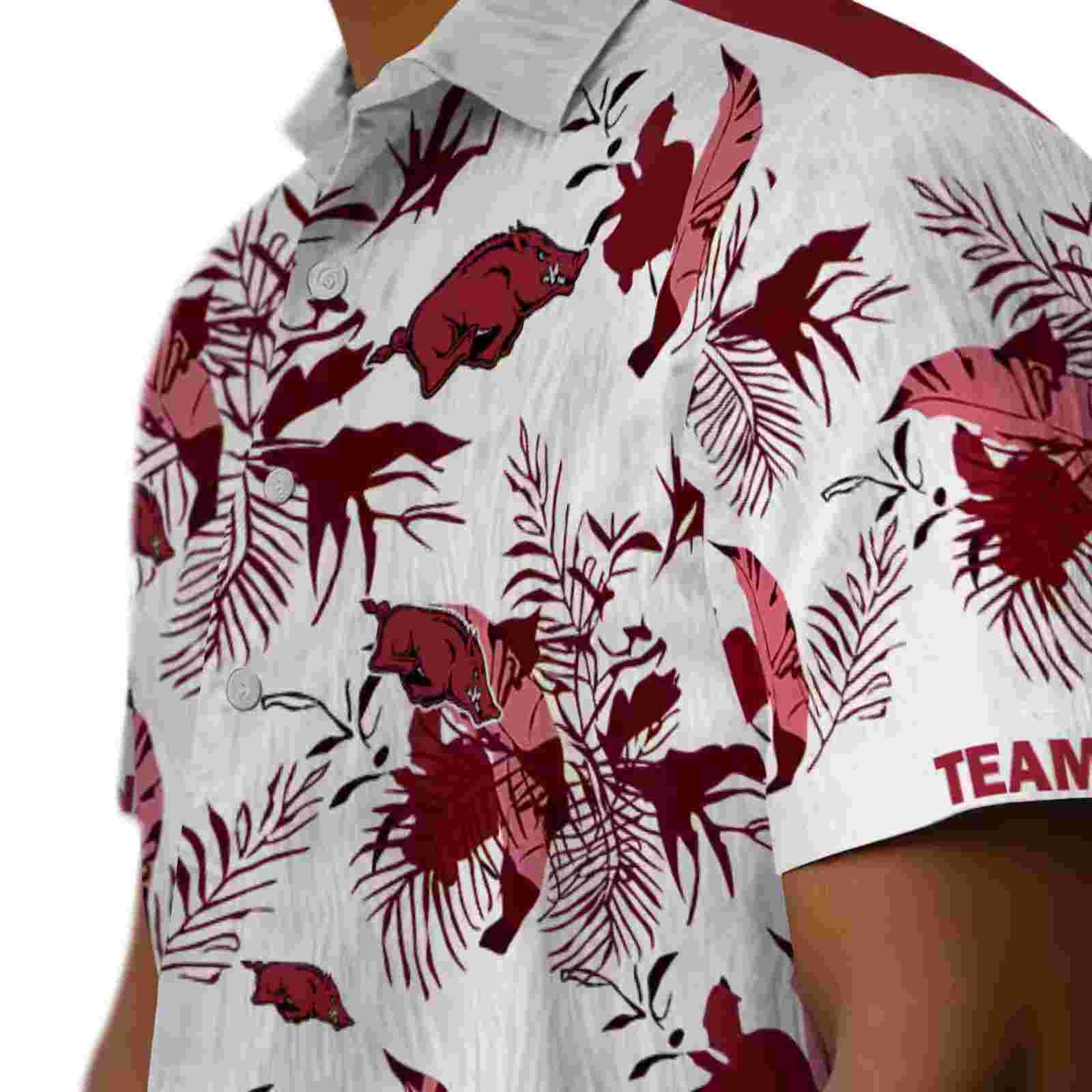 custom arkansas razorbacks botanical theme red white hawaiian shirt trendy