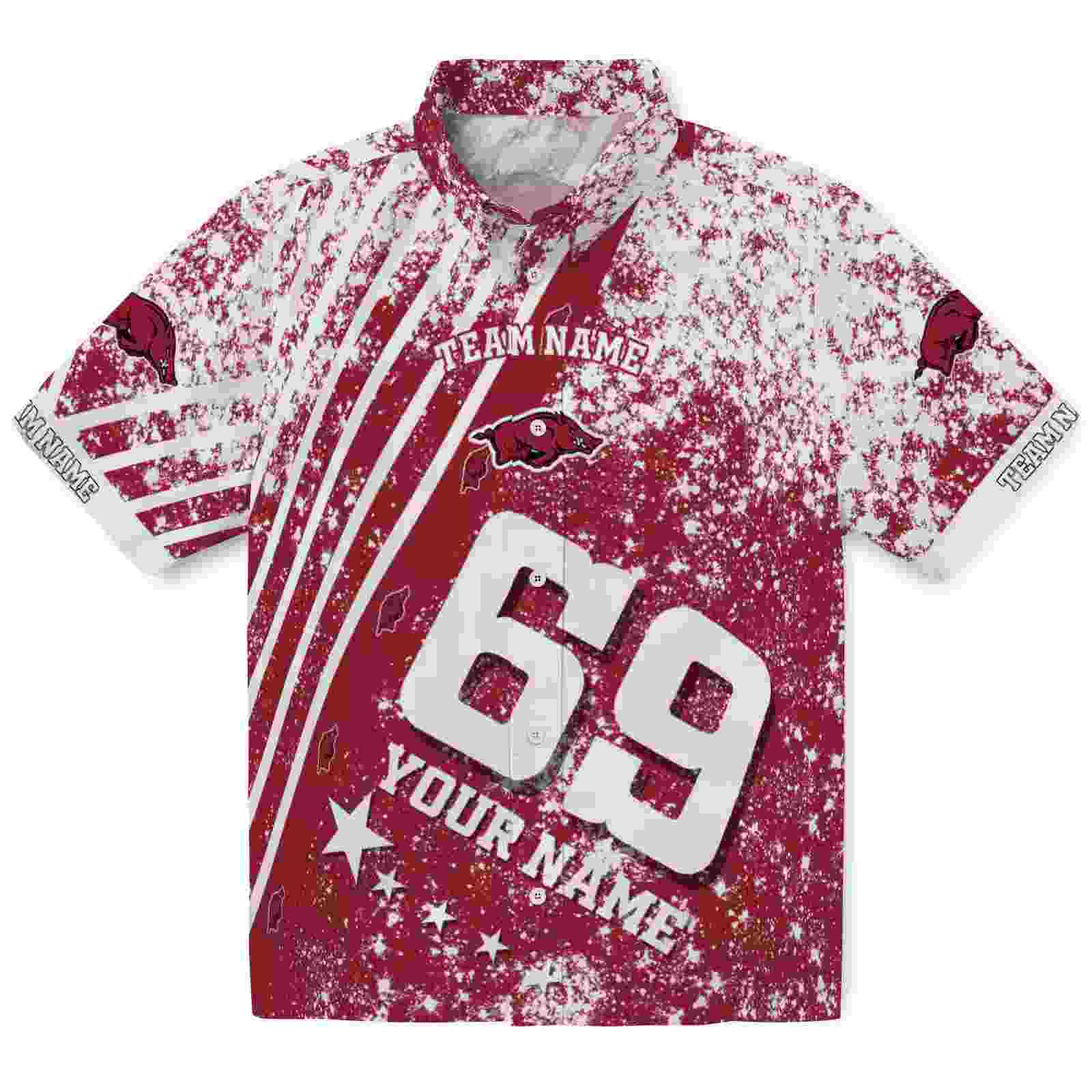 Custom Arkansas Razorbacks Star Stripes Red Hawaiian Shirt